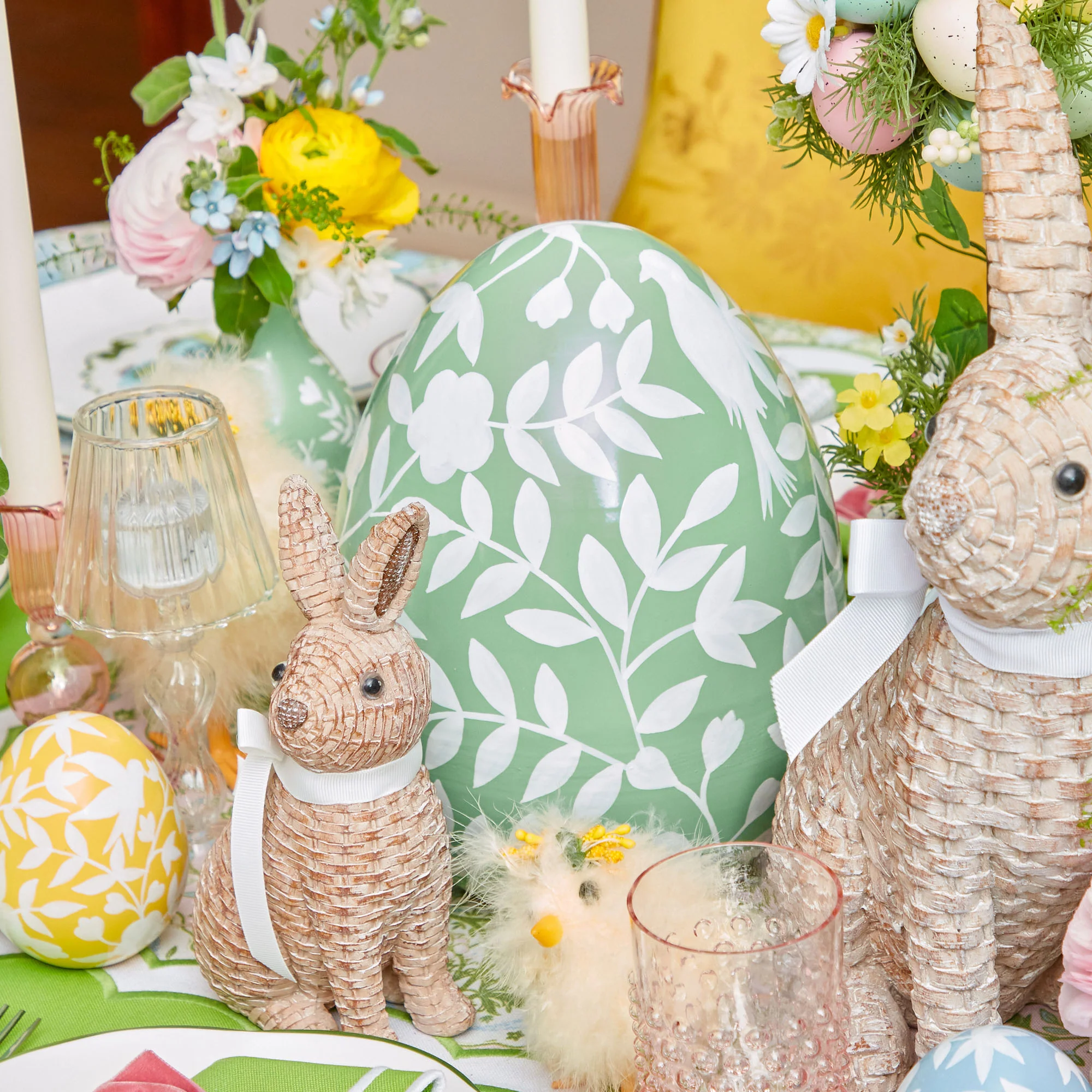 Large Green Floral Tole Egg - Image 2