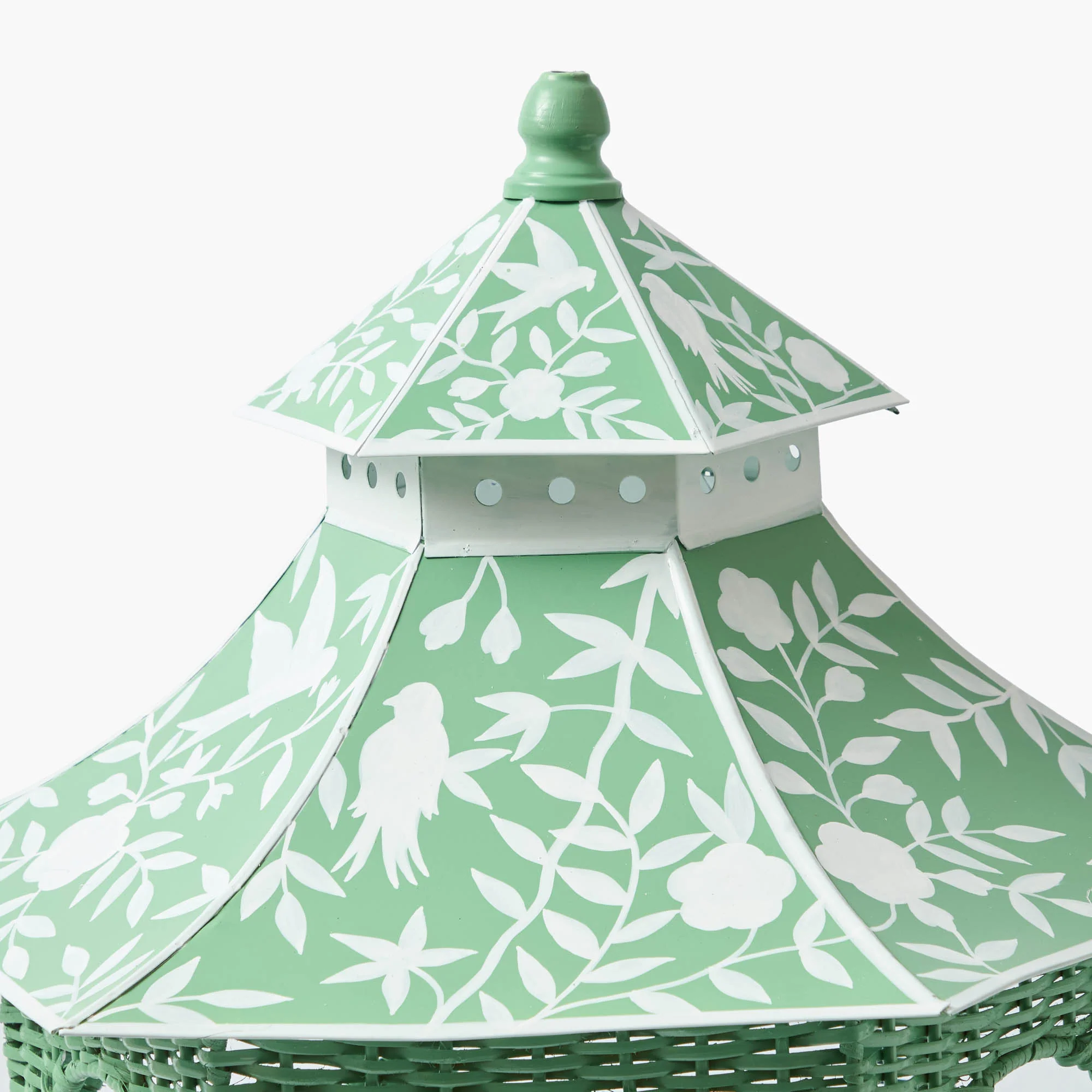 Large Green Rattan Chinoiserie Pagoda Lantern - Image 6