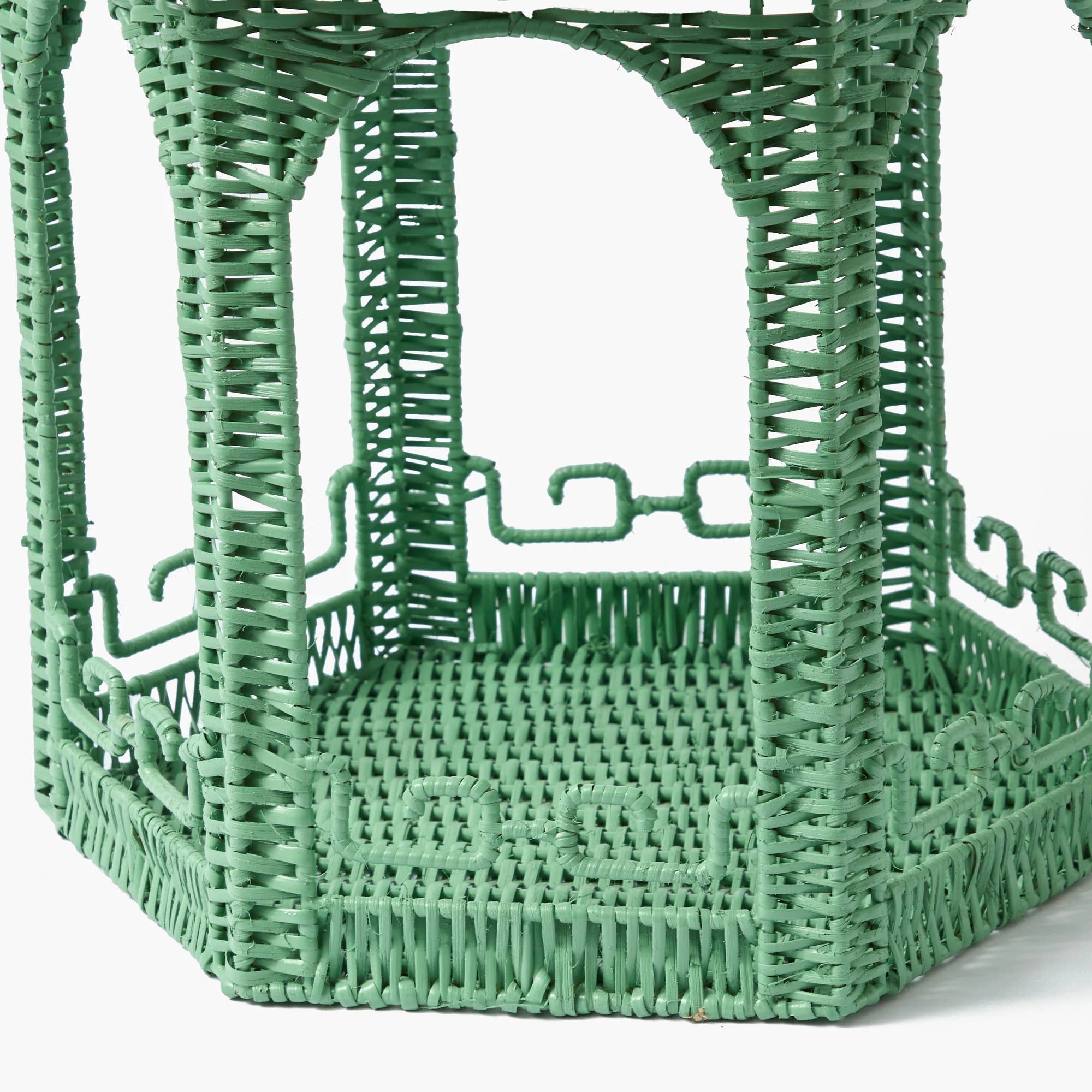 Large Green Rattan Chinoiserie Pagoda Lantern - Image 7