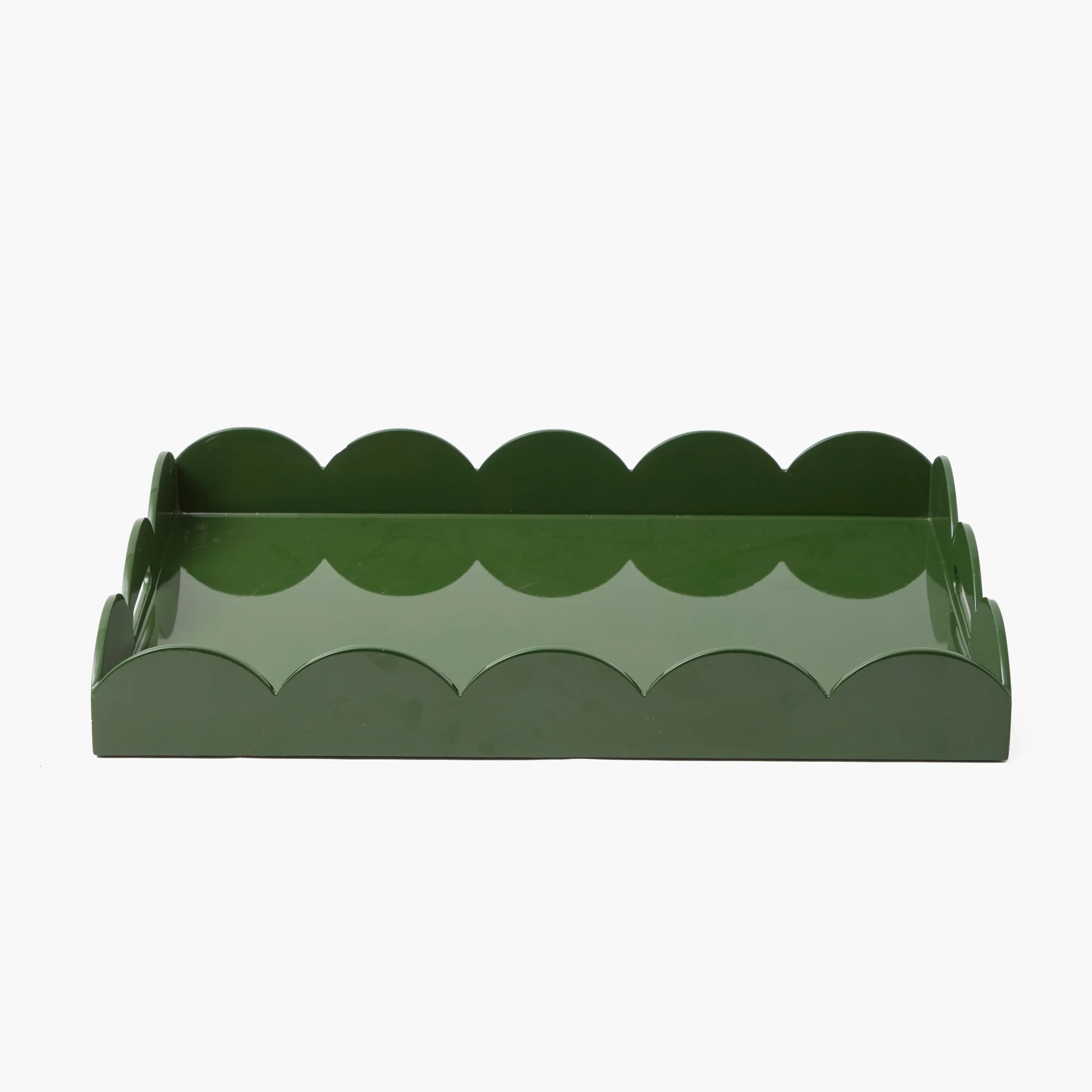 Large Olive Scalloped Lacquer Tray