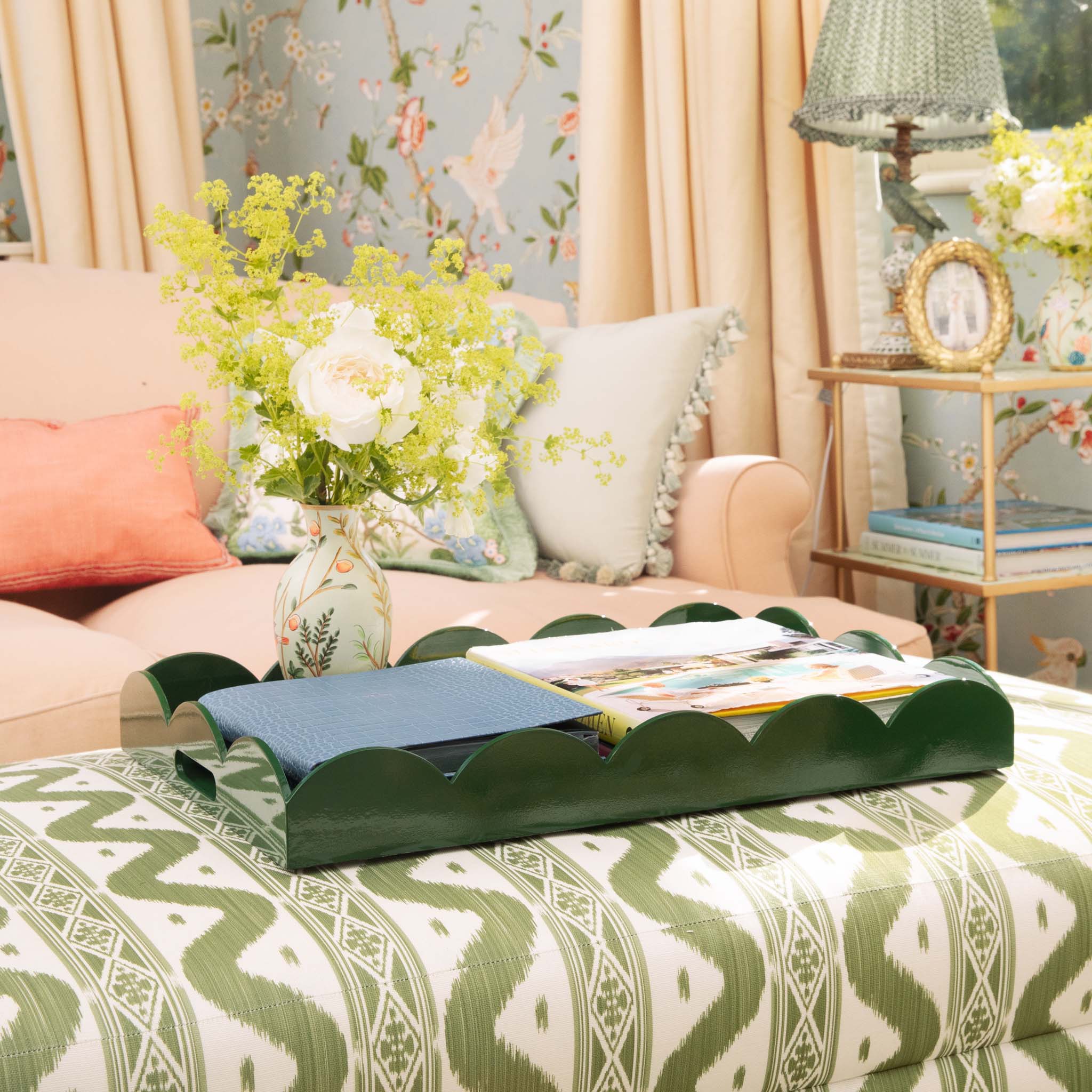 Large Olive Scalloped Lacquer Tray - Image 2