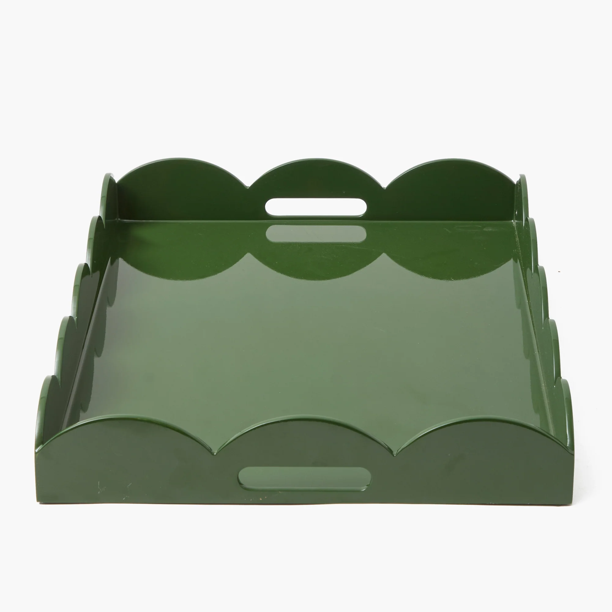Large Olive Scalloped Lacquer Tray - Image 5