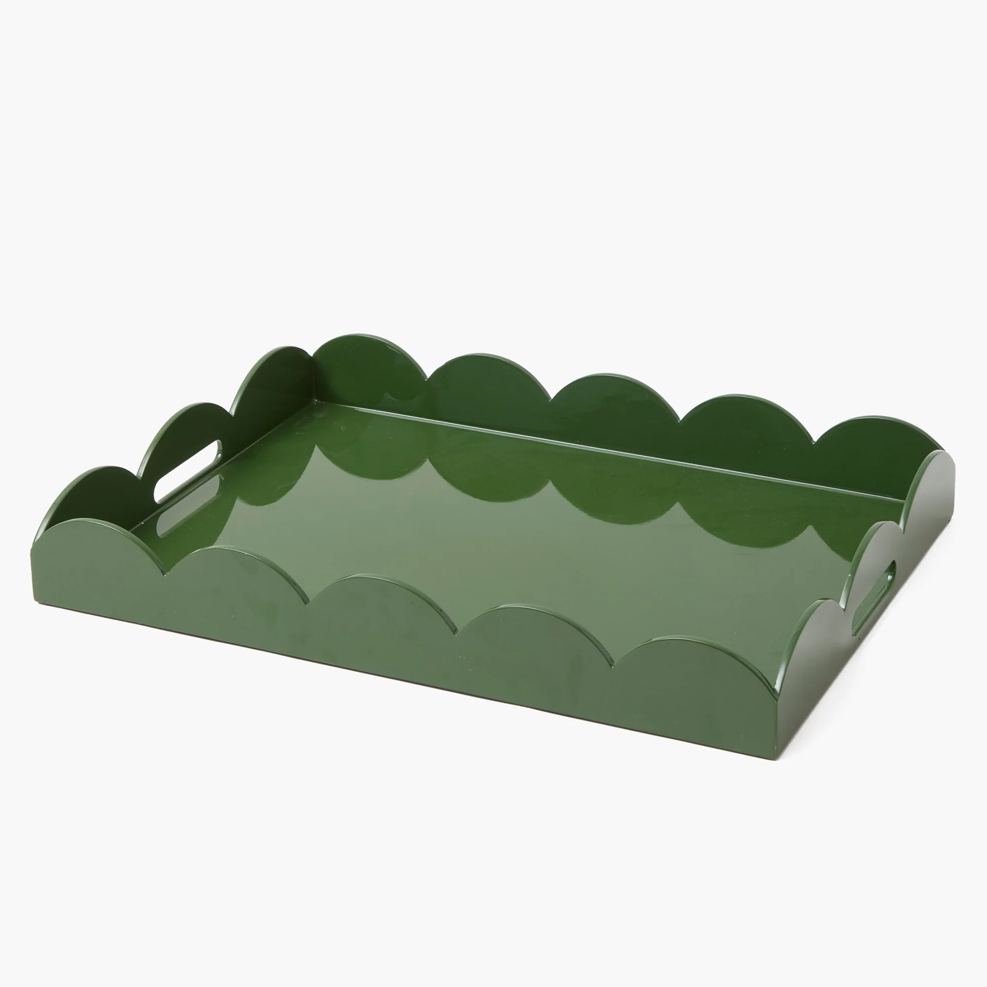 Large Olive Scalloped Lacquer Tray - Image 8