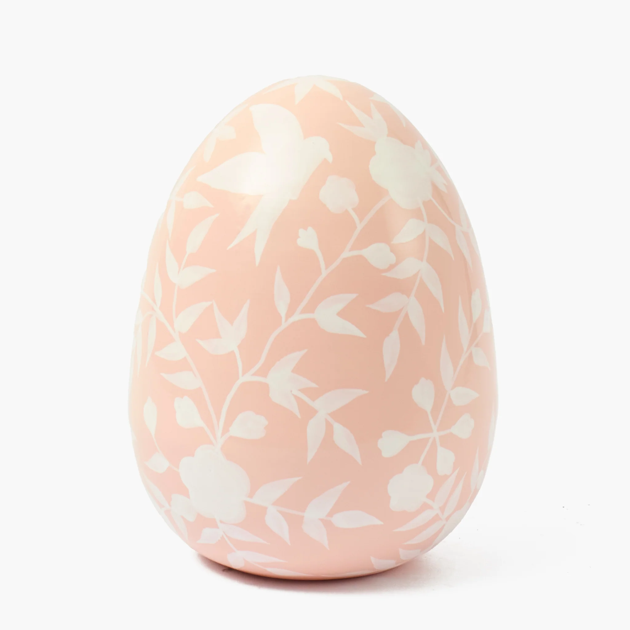 Large Pink Floral Tole Egg - Image 13