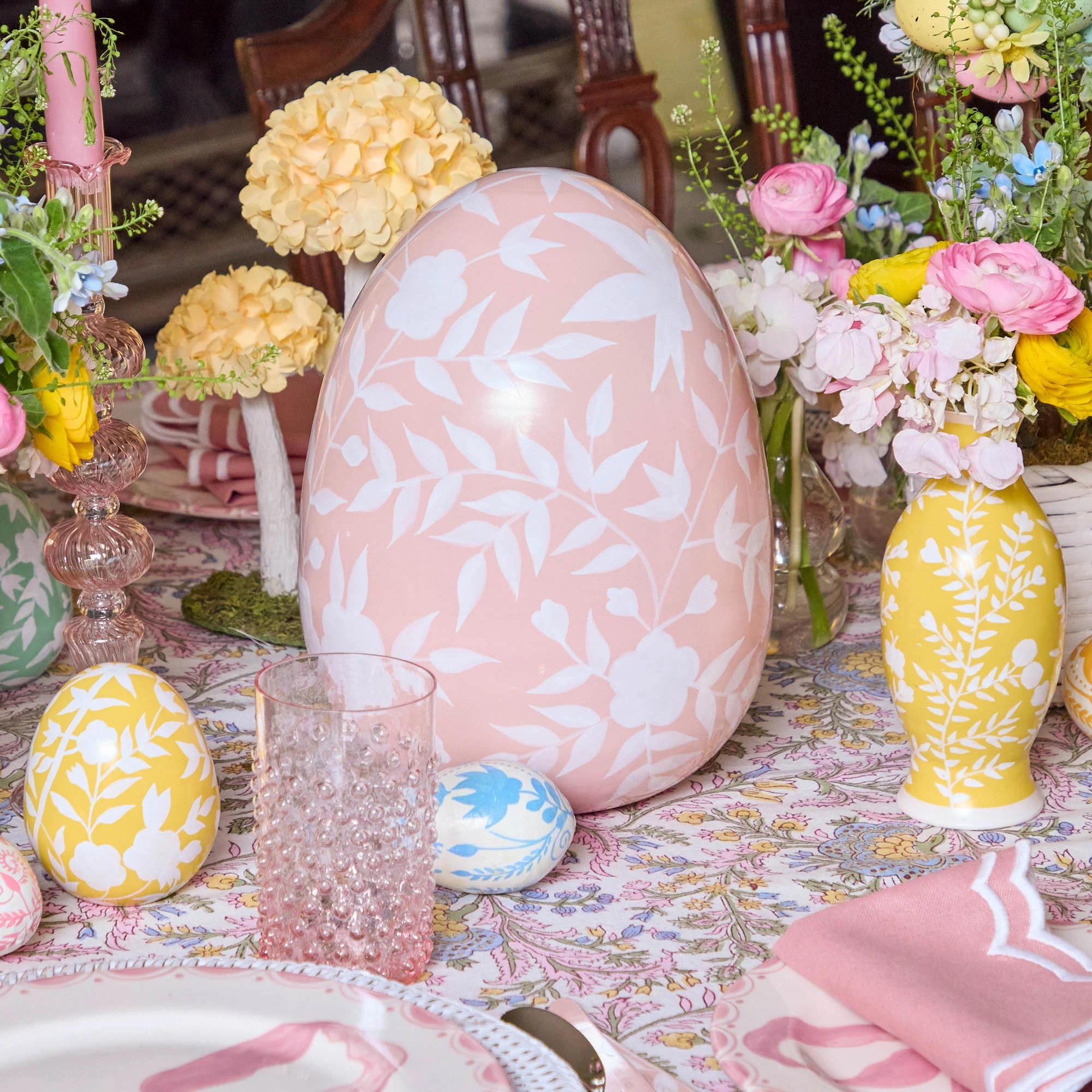 Large Pink Floral Tole Egg - Image 8