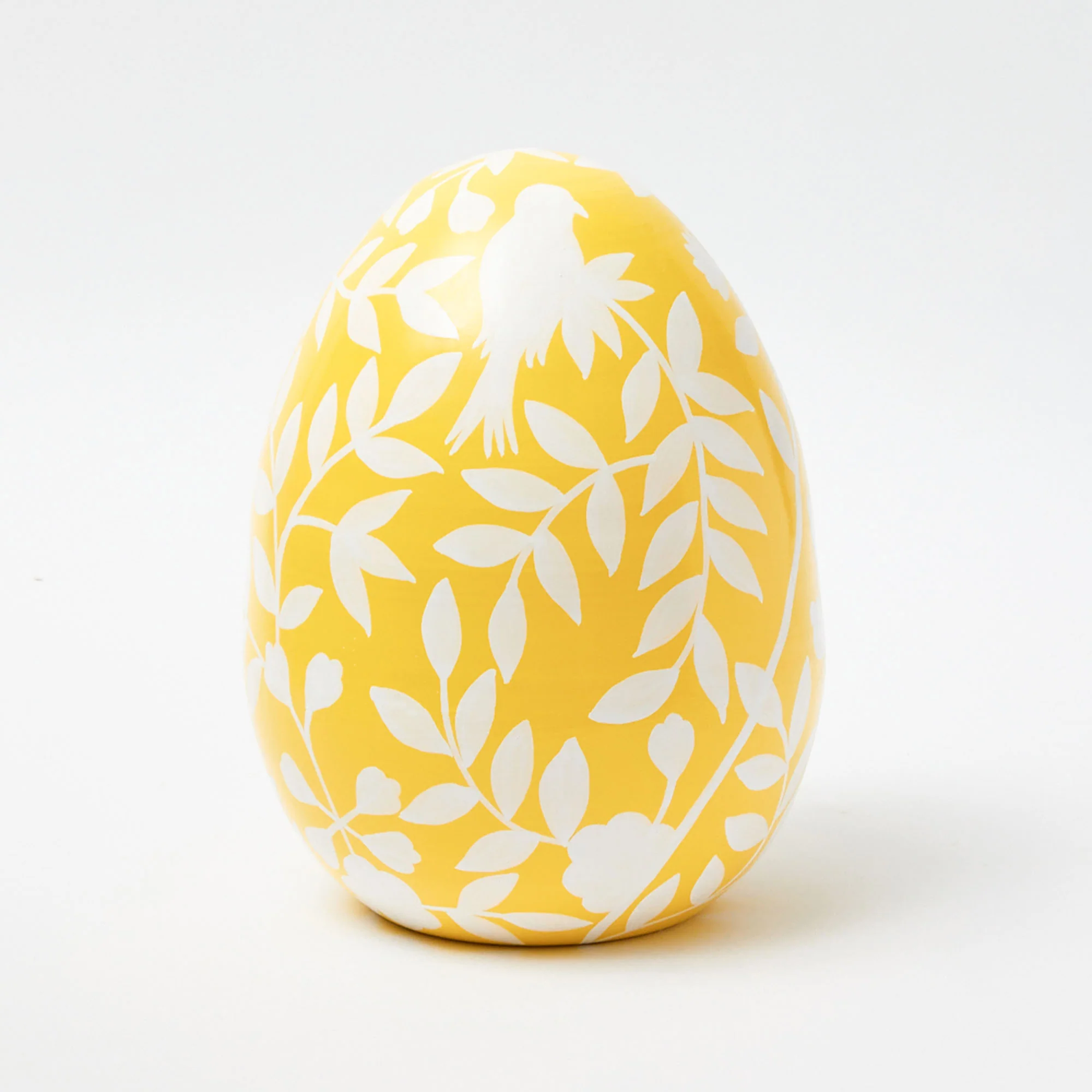 Large Yellow Floral Tole Egg