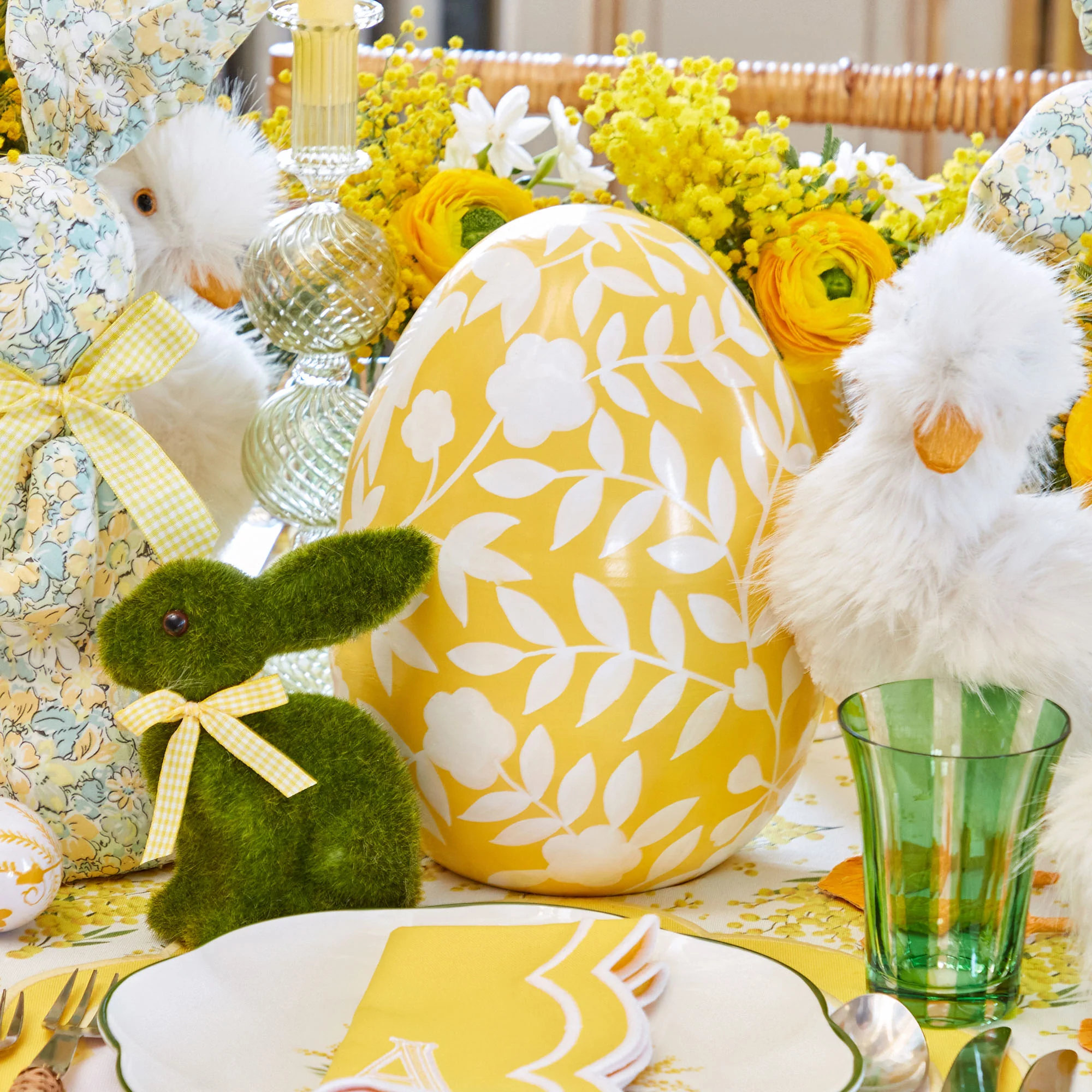Large Yellow Floral Tole Egg - Image 8