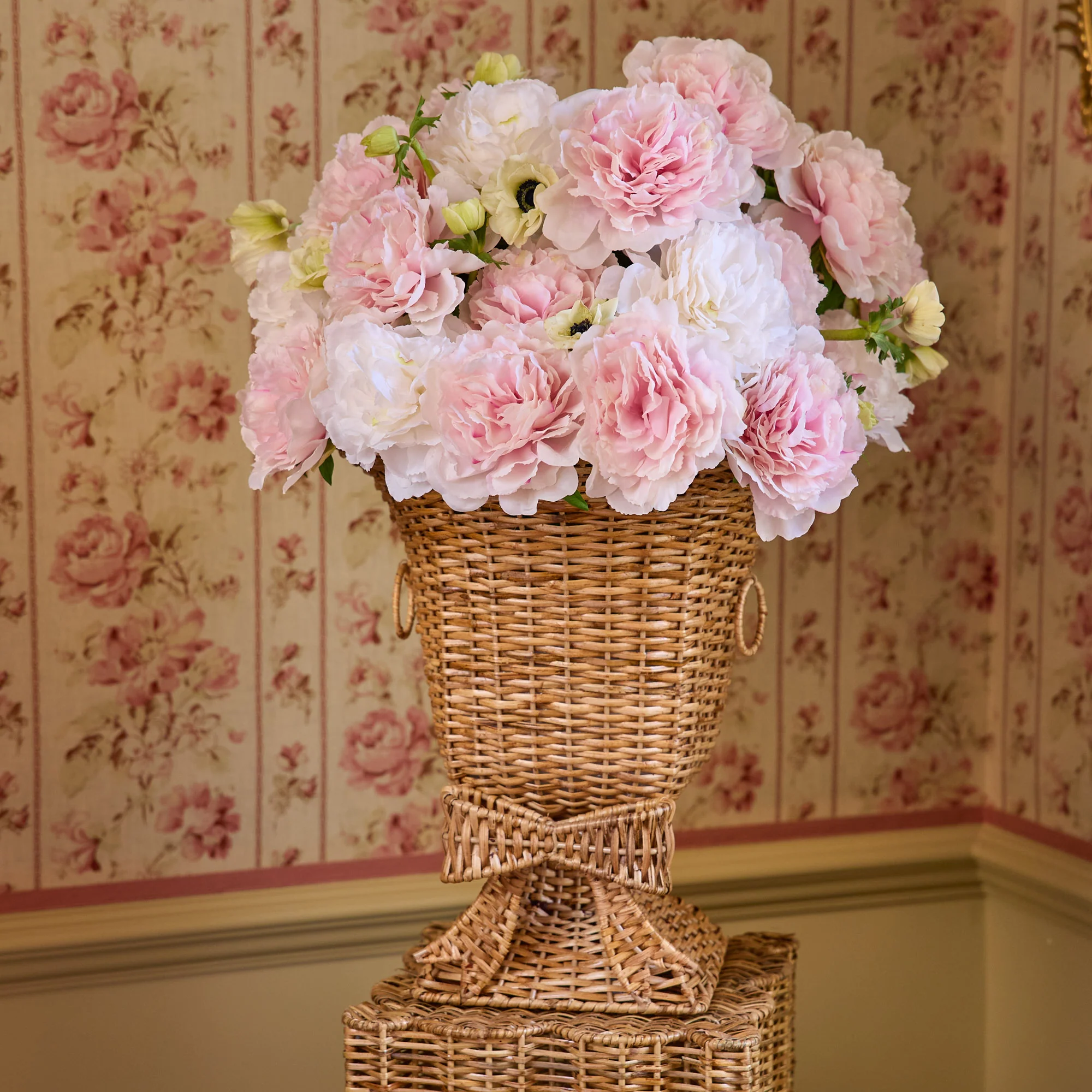 Liliana Bow Scalloped Rattan Urn - Image 2