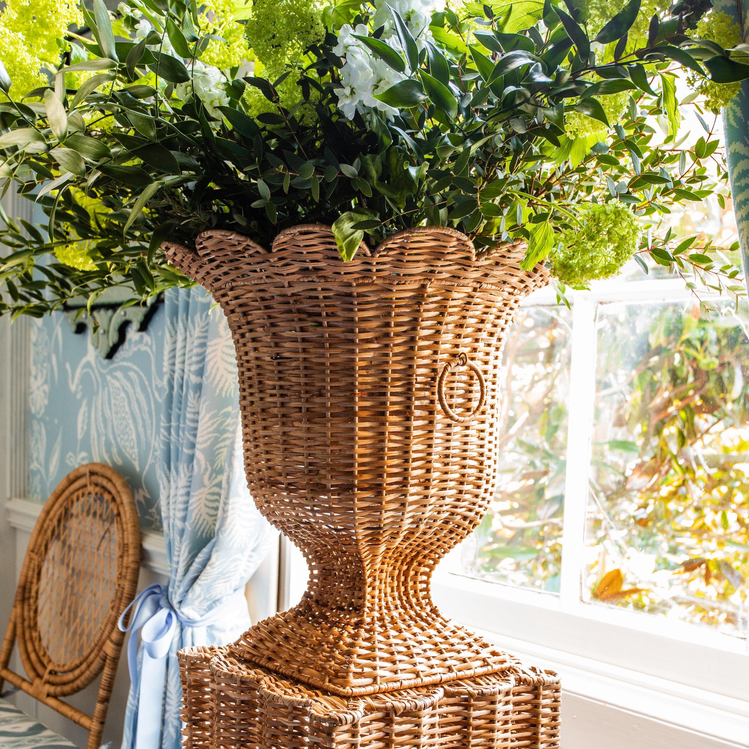Liliana Scalloped Rattan Urn - Image 6