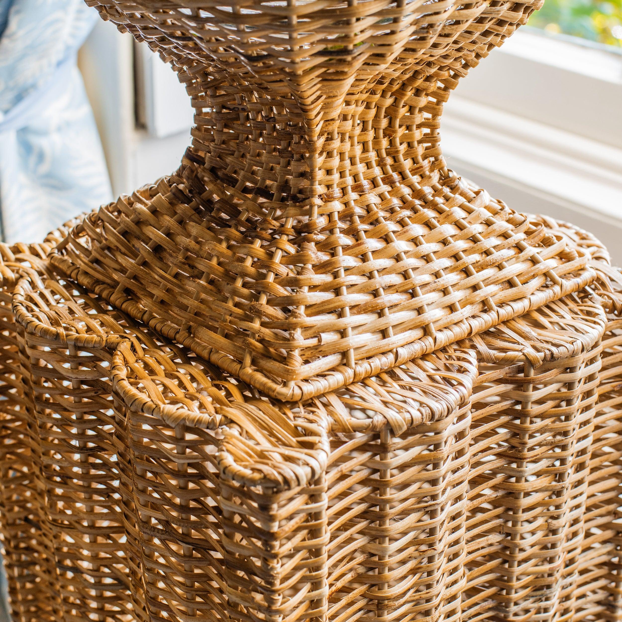 Liliana Scalloped Rattan Urn & Pedestal - Image 8