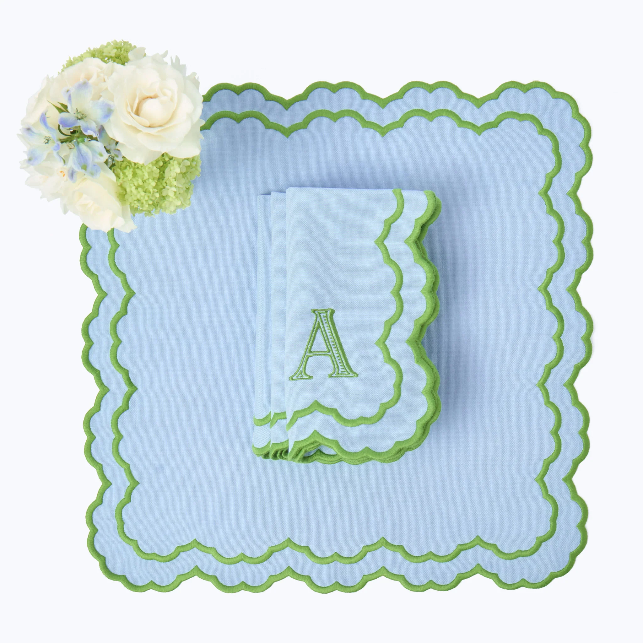 Lily Blue & Green Placemats & Napkins (Set of 4) - Image 6
