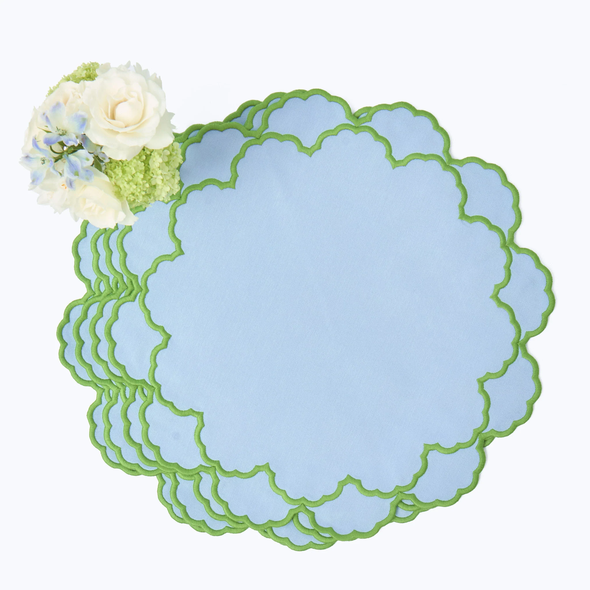 Lily Blue & Green Placemats & Napkins (Set of 4) - Image 5
