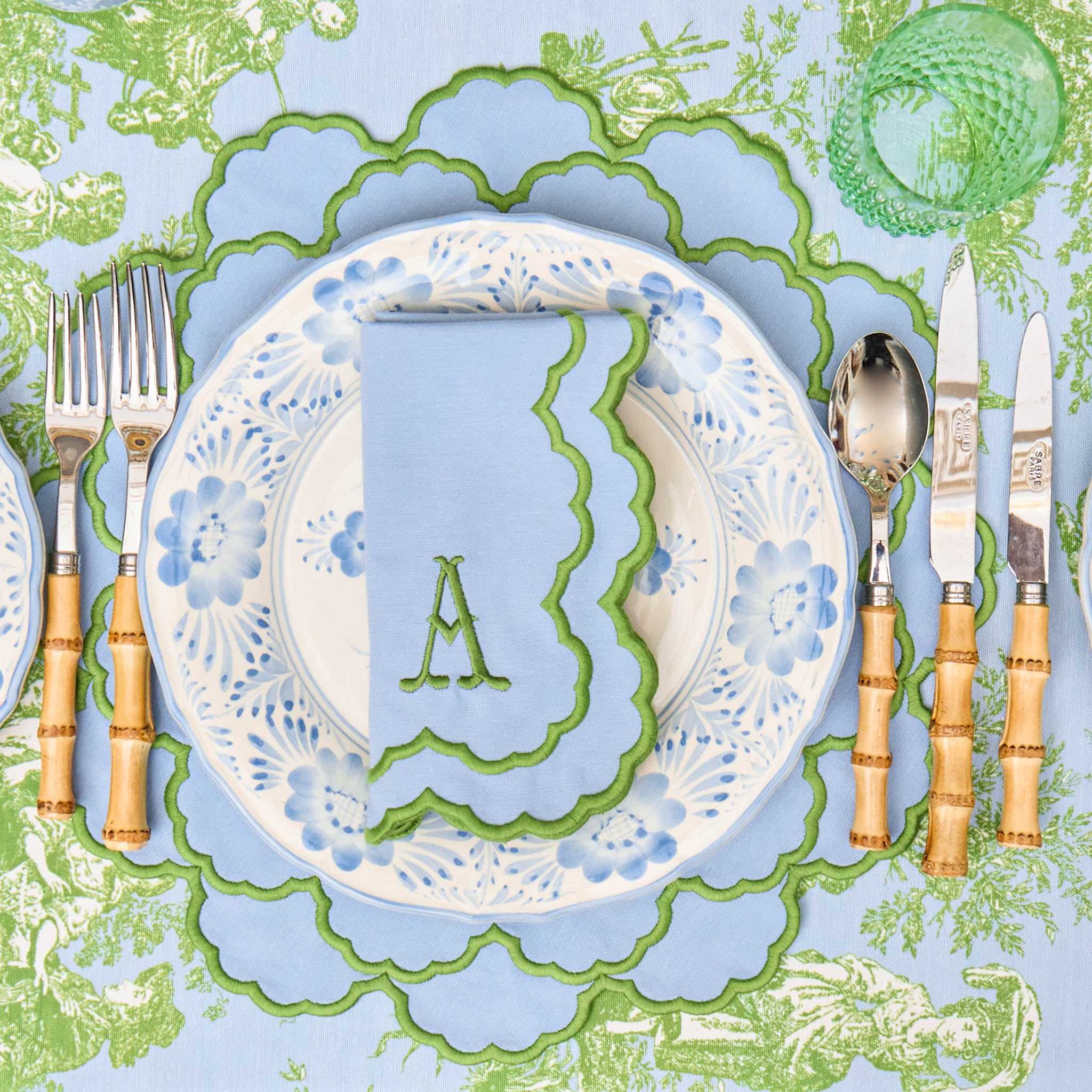 Lily Blue & Green Placemats (Set of 4) - Image 4