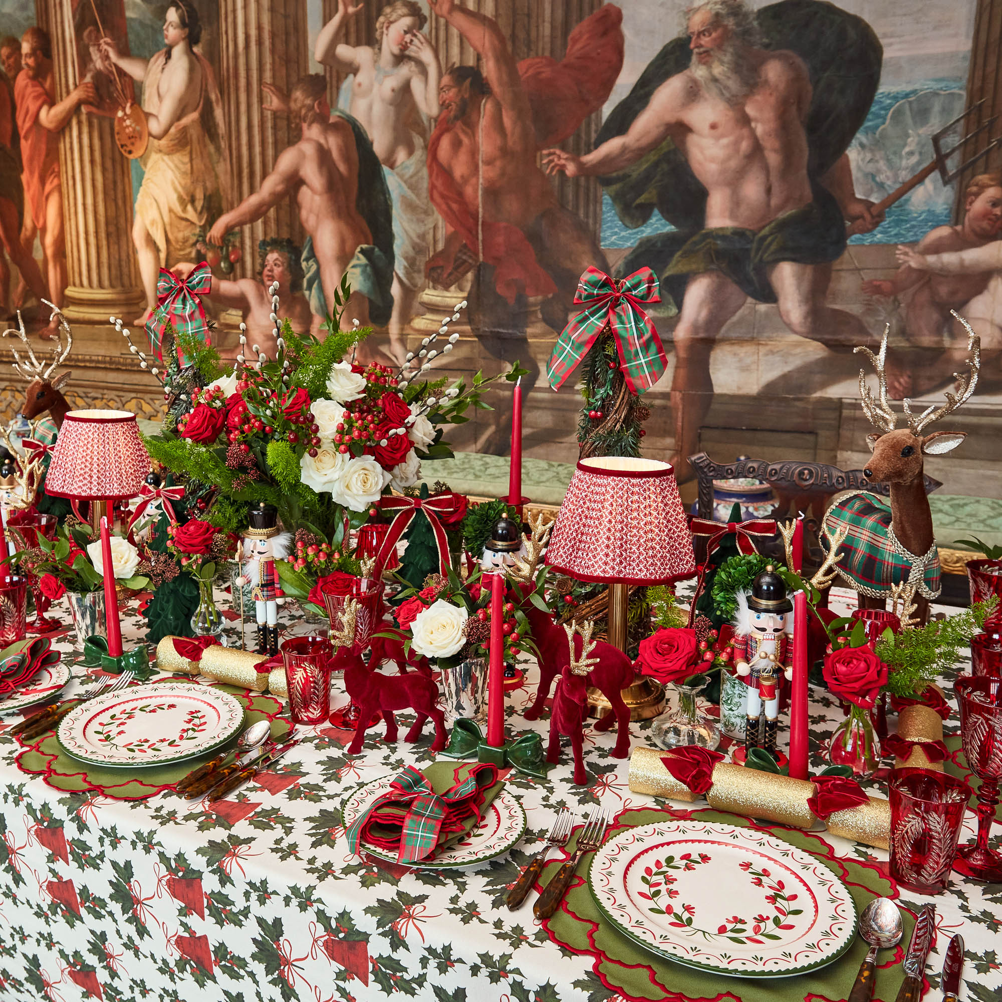 Lily Green & Red Placemats (Set of 4) - Image 7