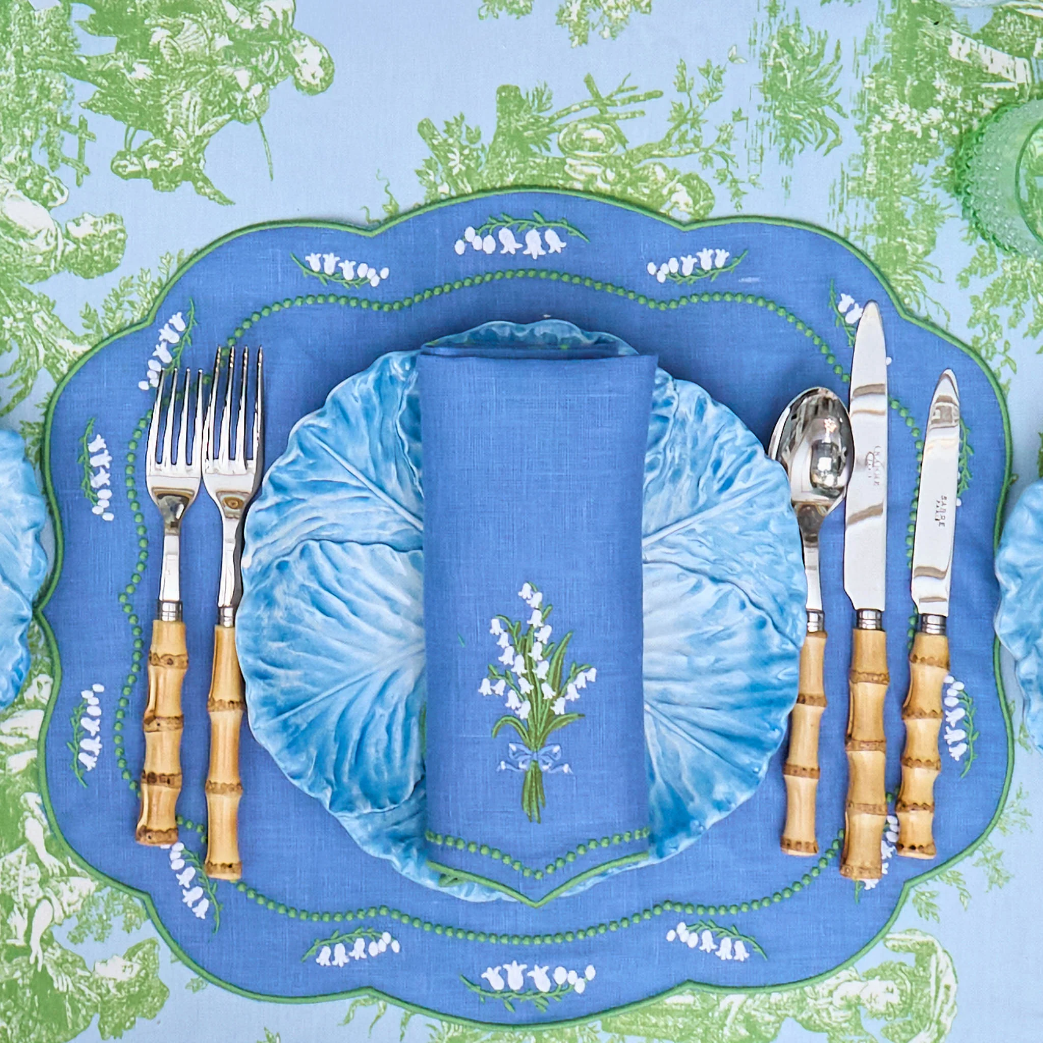 Blue Lily of the Valley Linen Napkins (Set of 4) - Image 3
