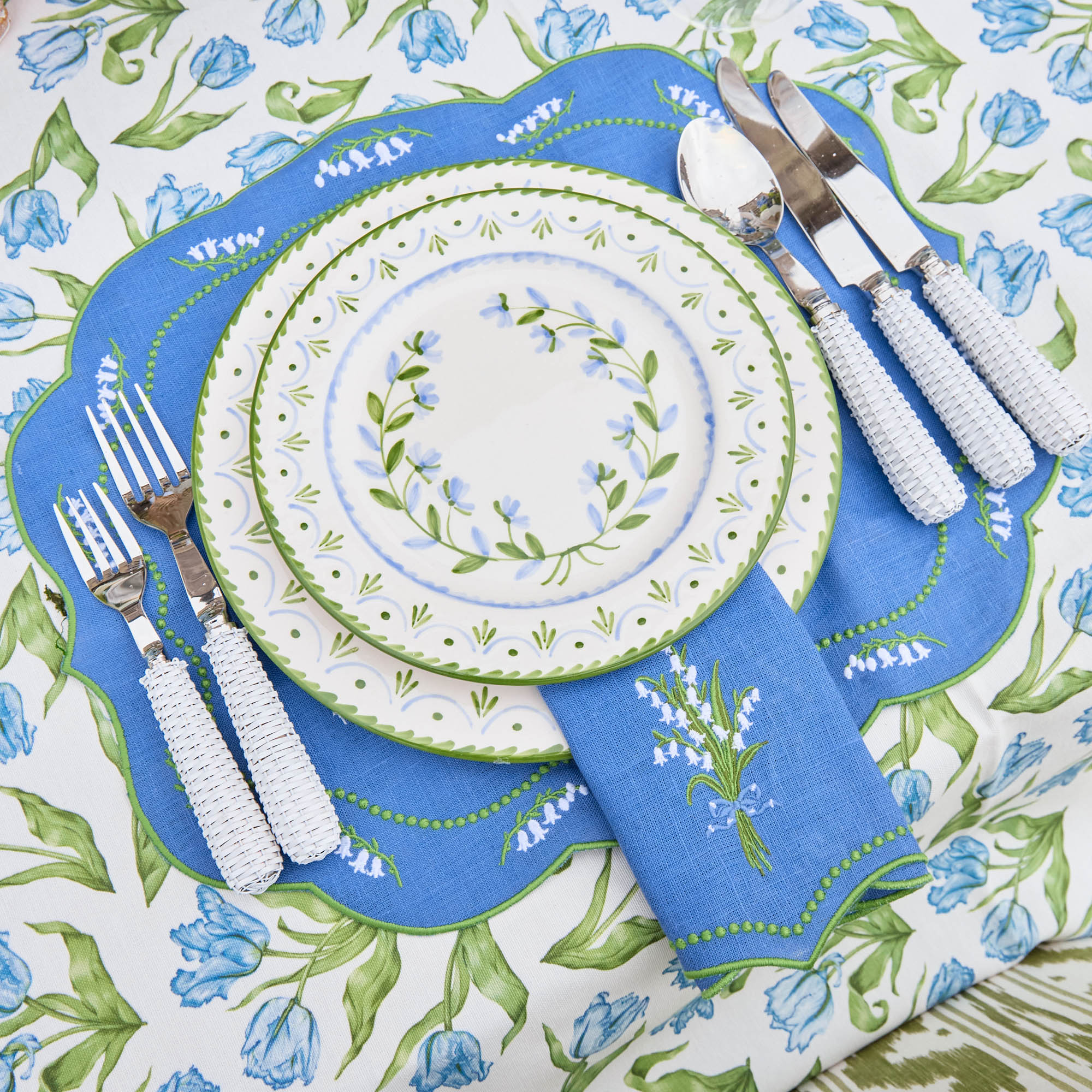 Blue Lily of the Valley Linen Placemats (Set of 4) - Image 15