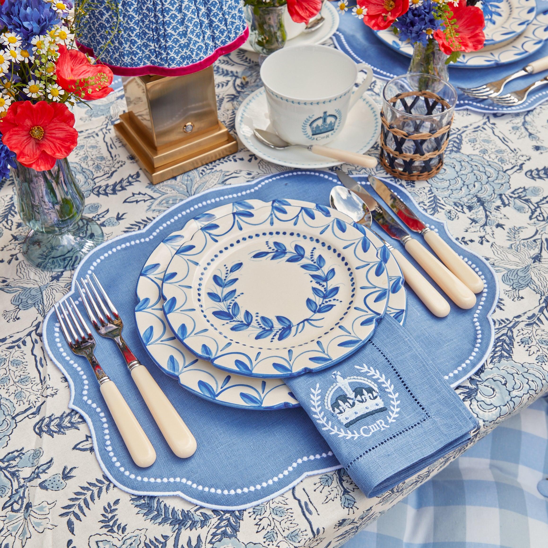 Eloise Blue Linen Placemats (Set of 4) - Image 3