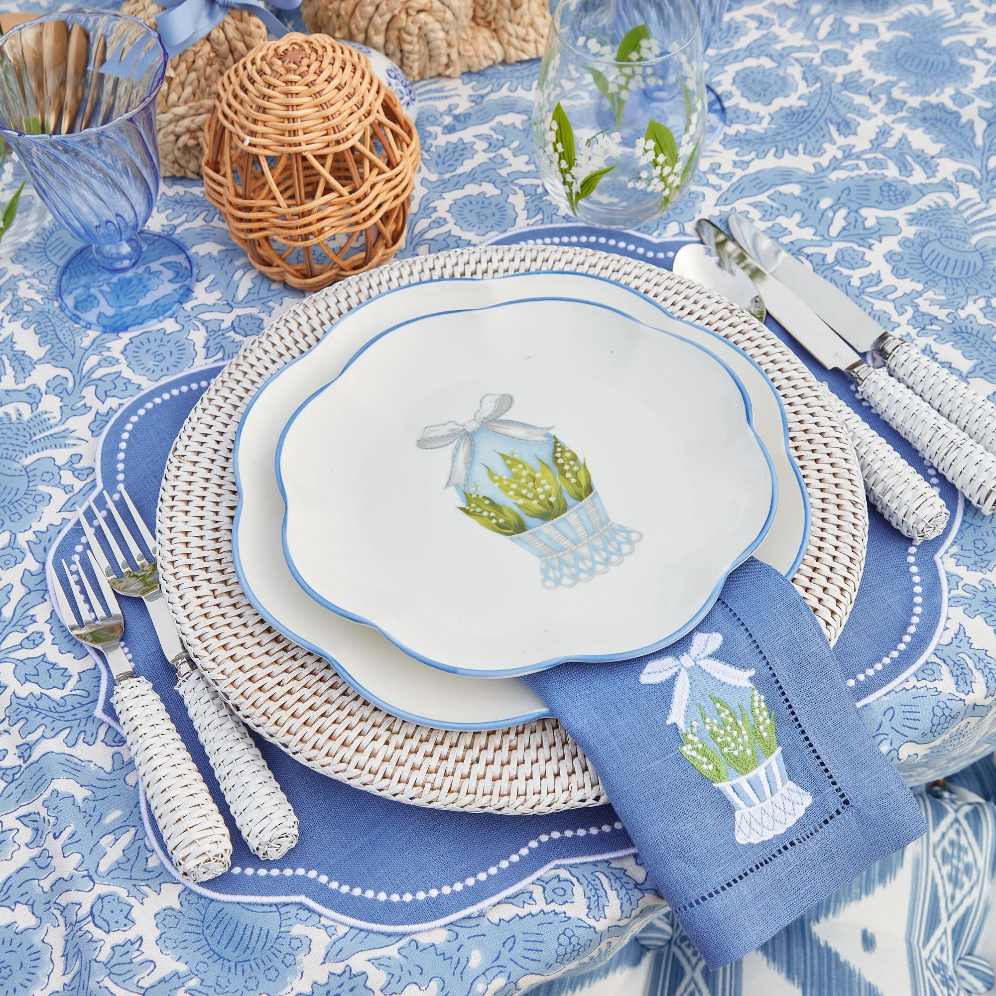 Eloise Blue Linen Placemats (Set of 4) - Image 5