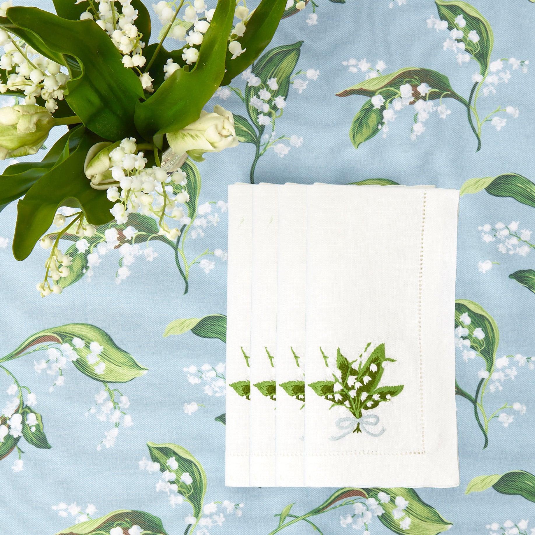 White Lily of the Valley Linen Napkins (Set of 4) - Image 7