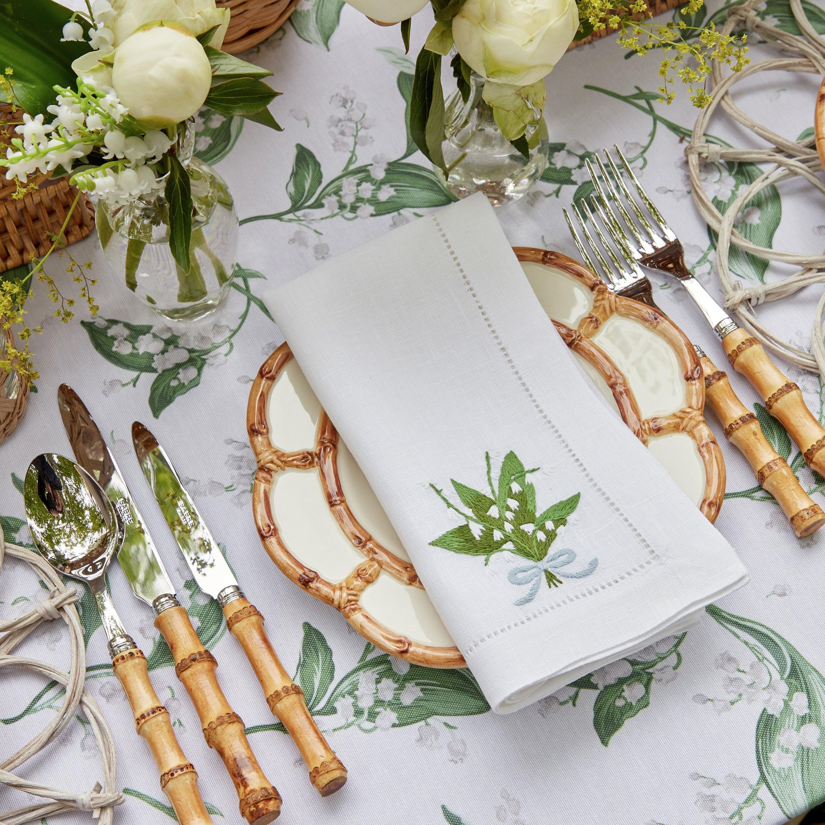 White Lily of the Valley Linen Napkins (Set of 4) - Image 8