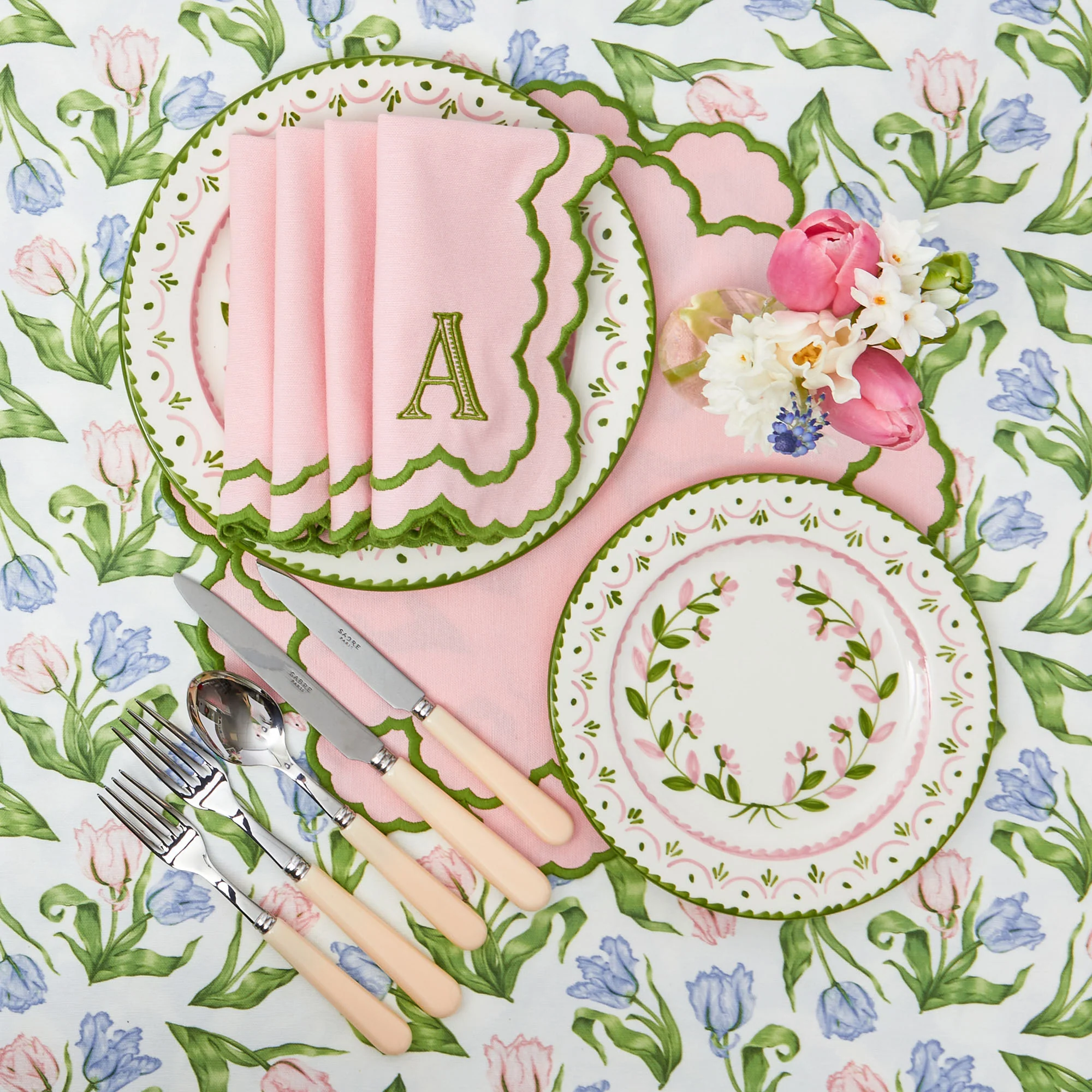 Pink & Green Lily Napkins (Set of 4) - Image 12