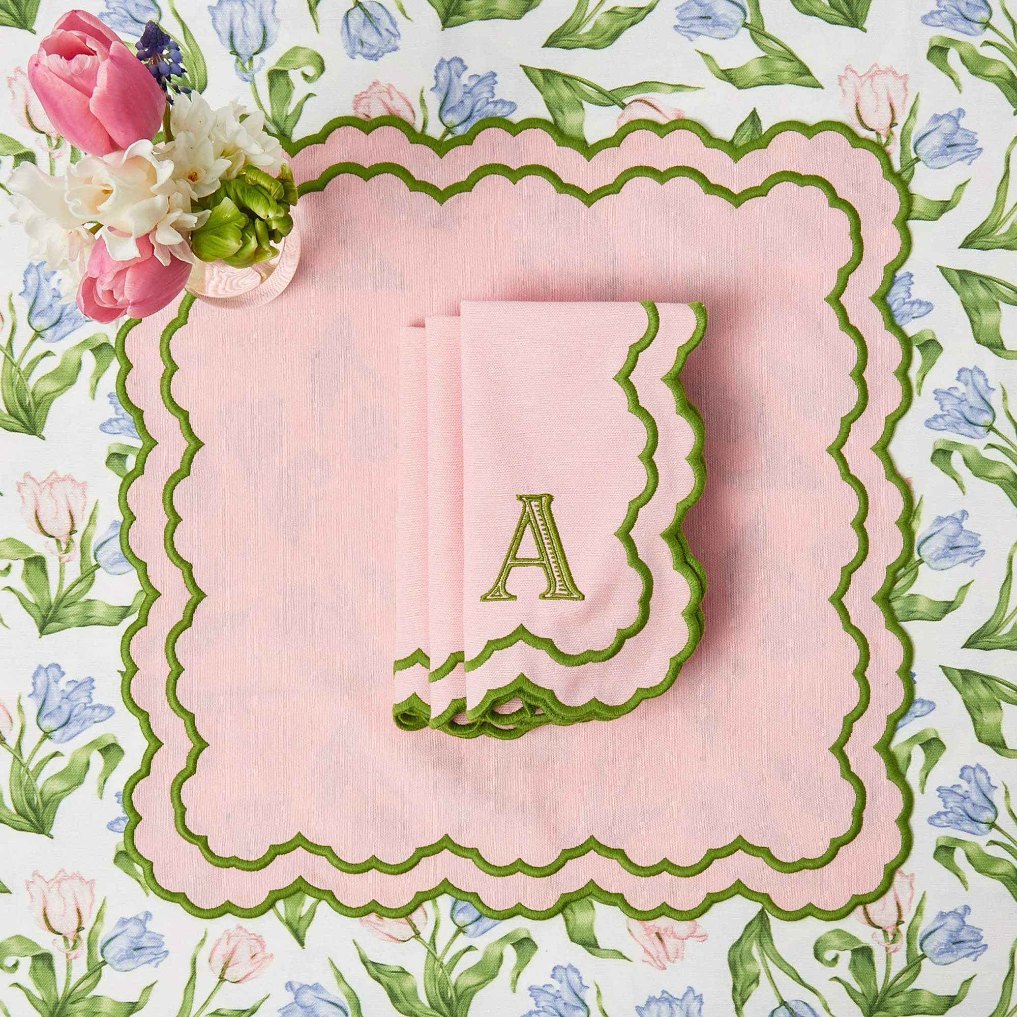 Pink & Green Lily Napkins (Set of 4) - Image 7