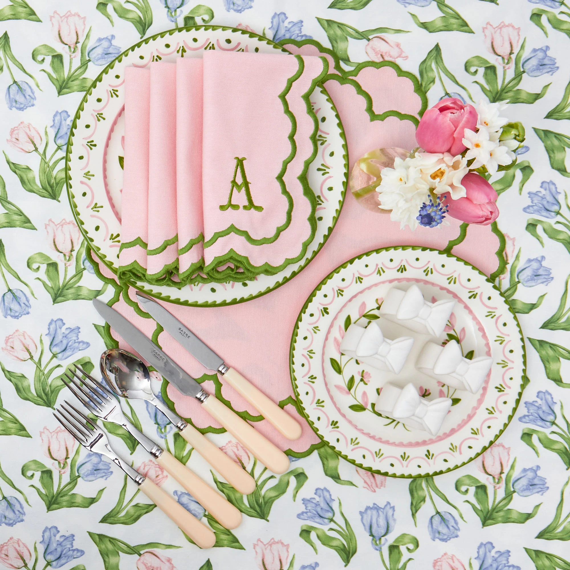 Lily Pink & Green Placemats & Napkins (Set of 4) - Image 11