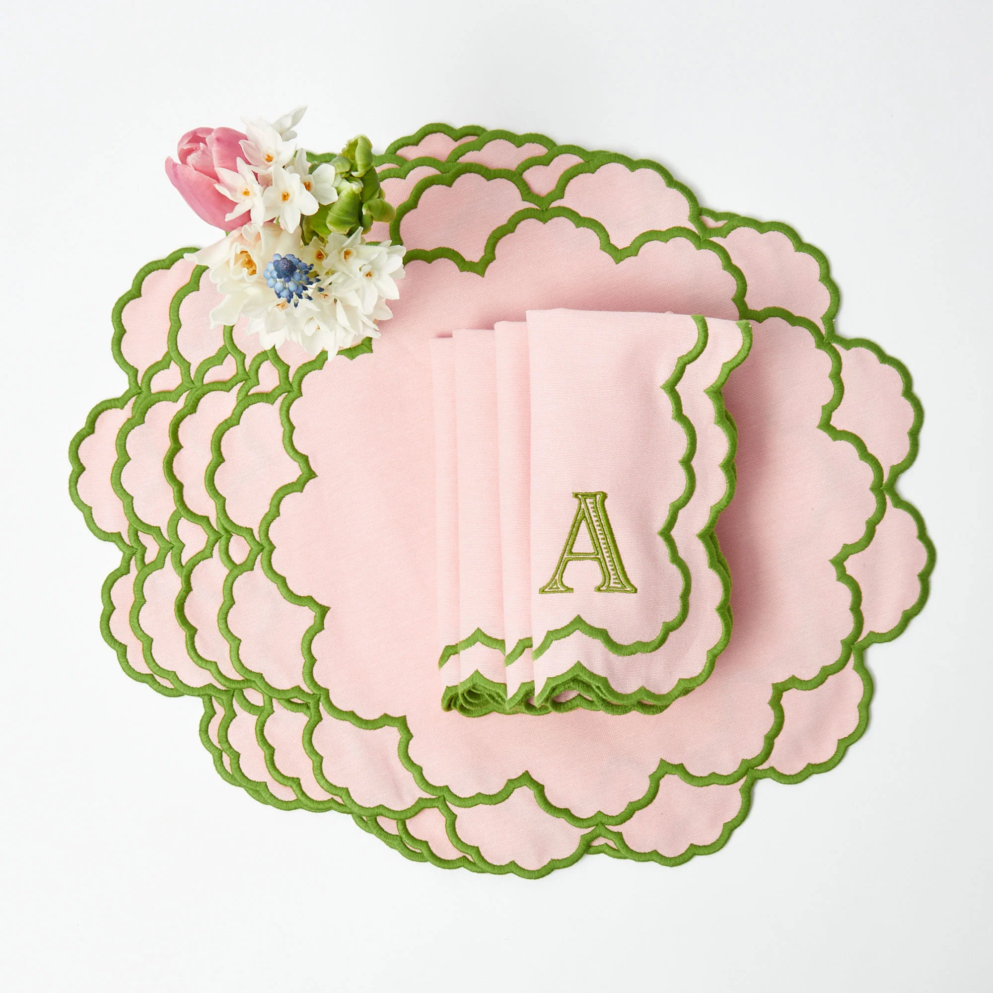 Lily Pink & Green Placemats & Napkins (Set of 4) - Image 6