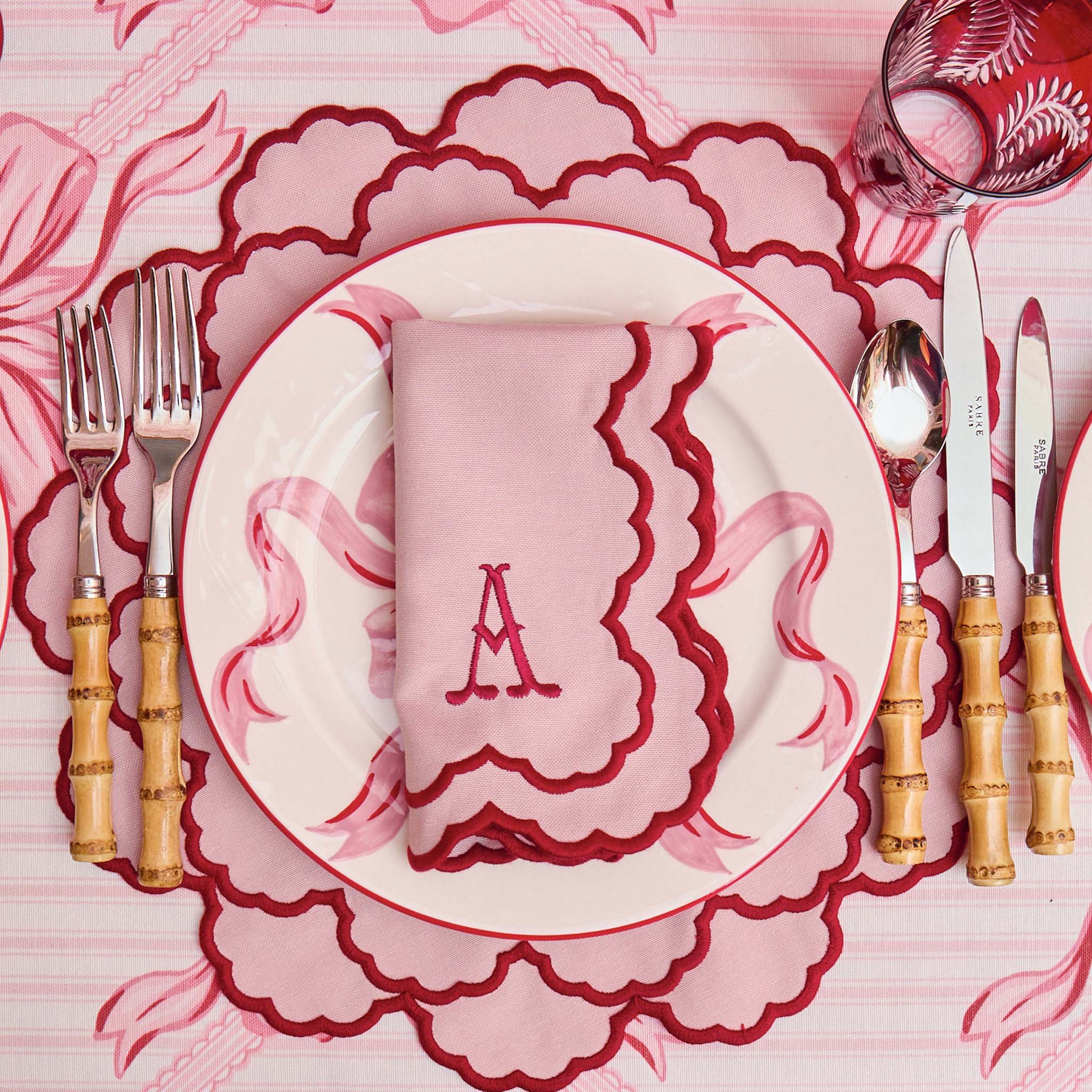 Lily Pink & Red Napkins (Set of 4) - Image 7