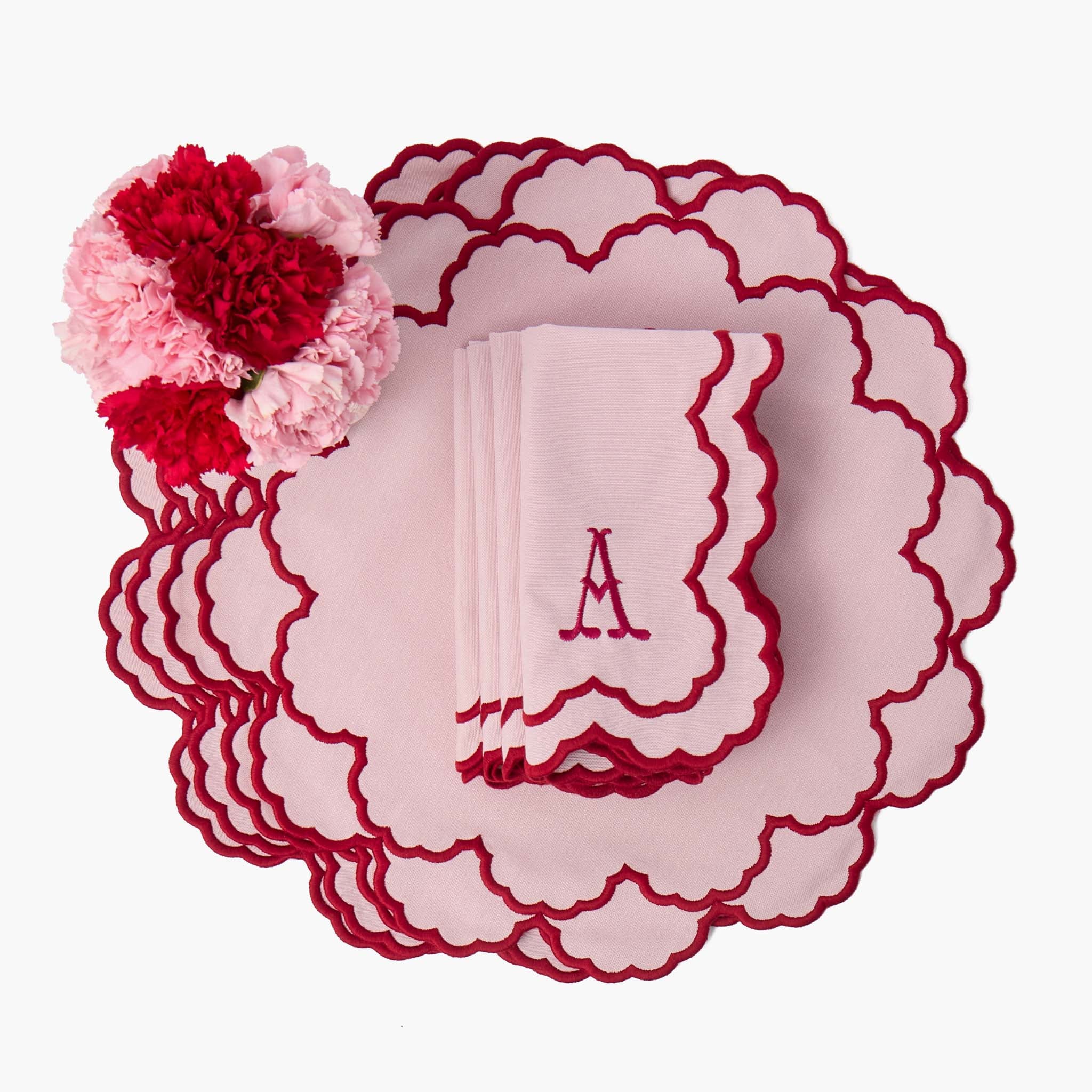 Lily Pink & Red Placemats & Napkins (Set of 4) - Image 3