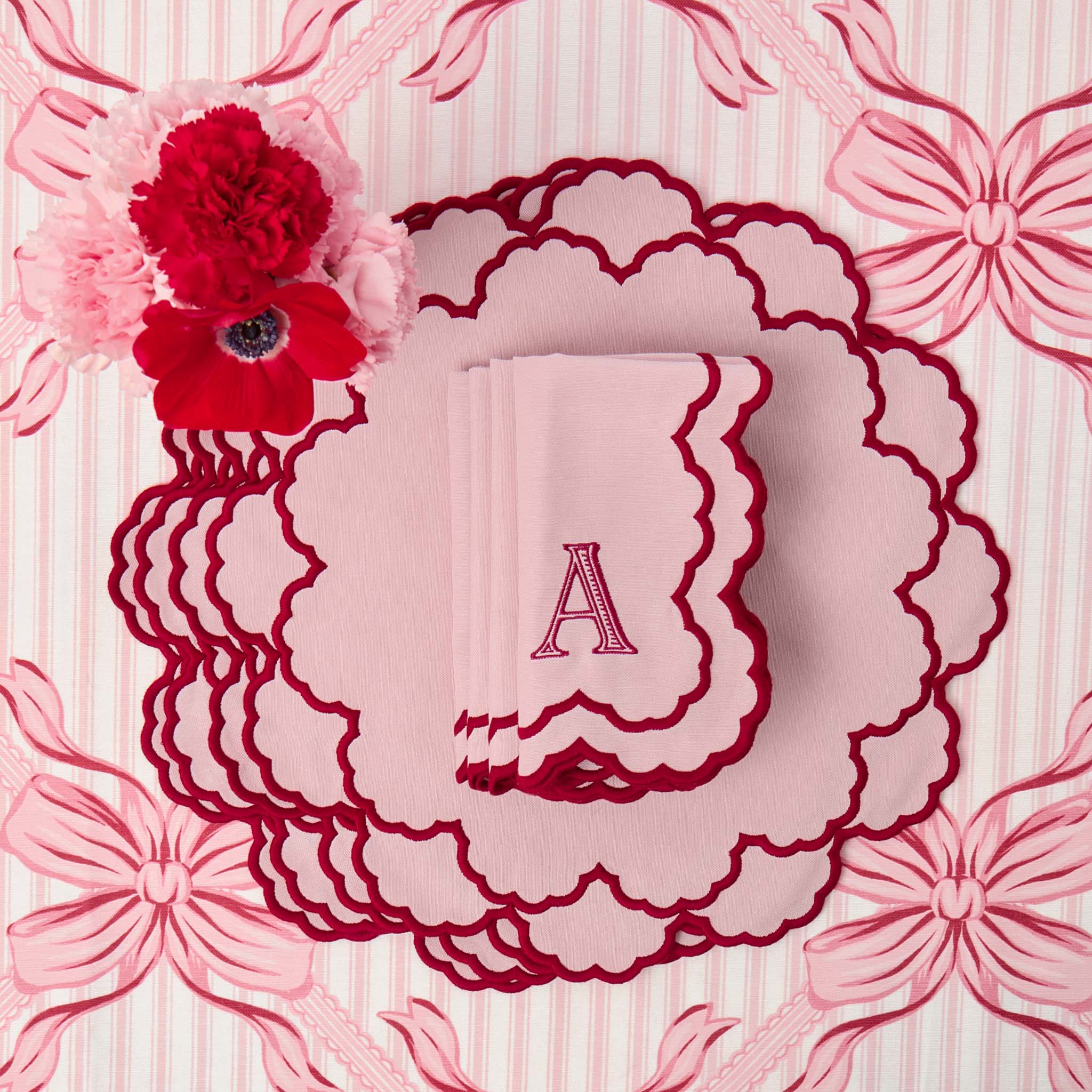 Lily Pink & Red Placemats (Set of 4) - Image 8