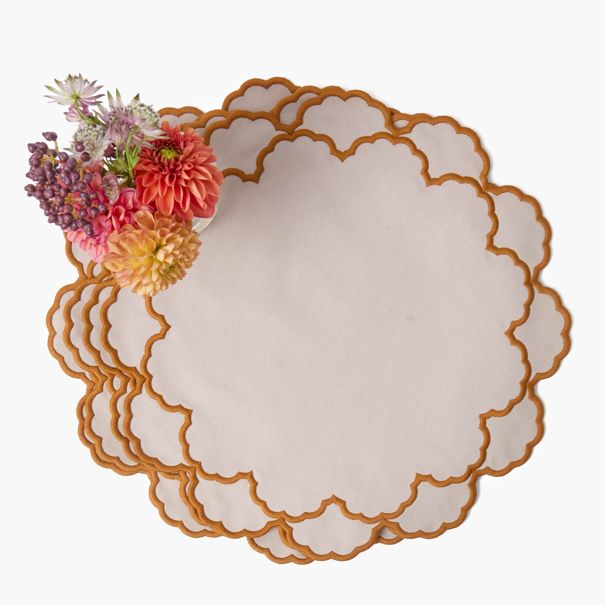 Lily Taupe & Mustard Placemats & Napkins (Set of 4) - Image 5