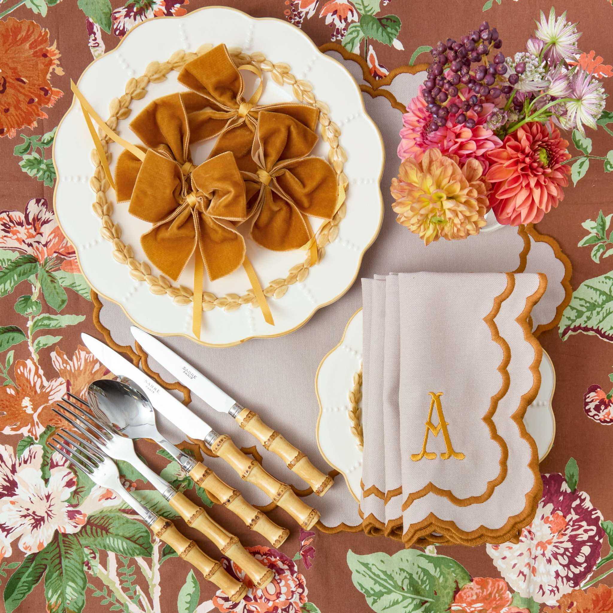 Mustard Velvet Napkin Bows (Set of 4) - Image 5