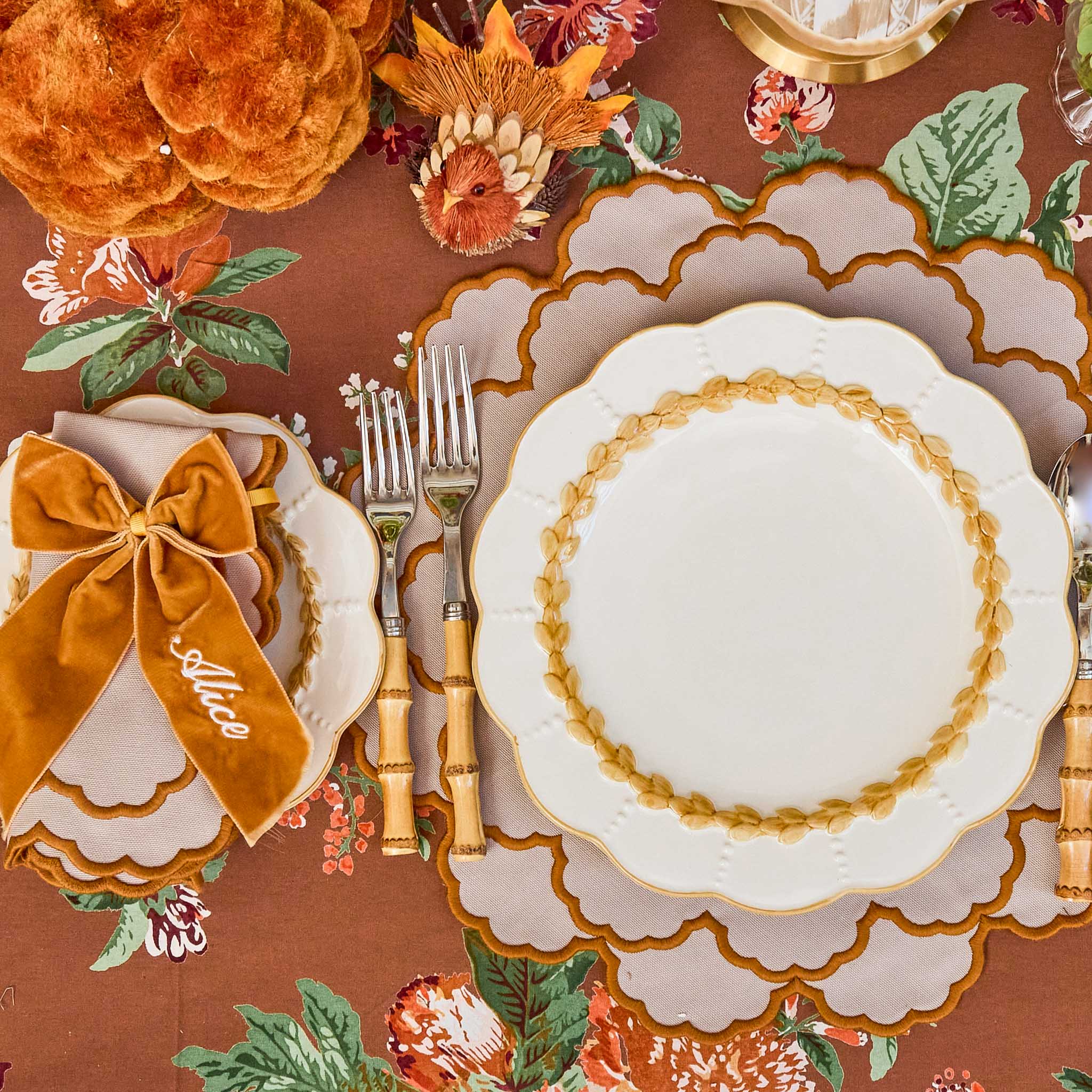 Lily Taupe & Mustard Placemats & Napkins (Set of 4) - Image 8