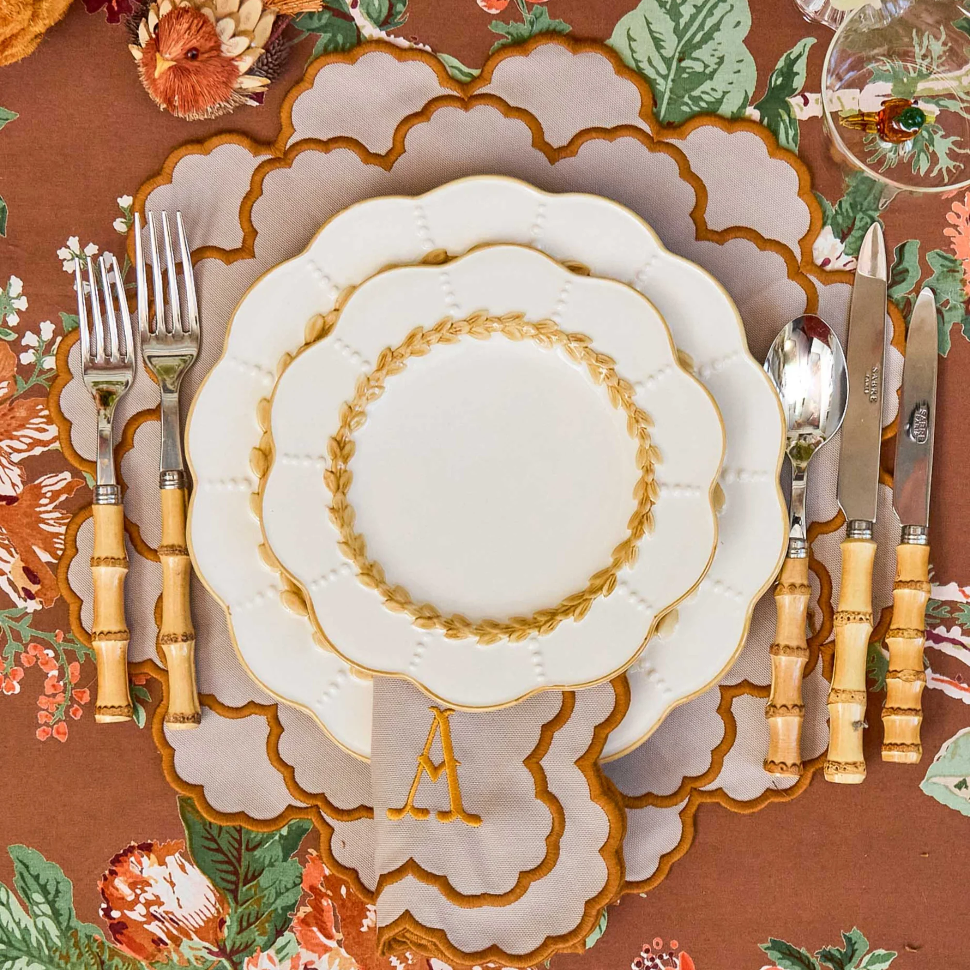 Taupe & Mustard Lily Placemats (Set of 4) - Image 2