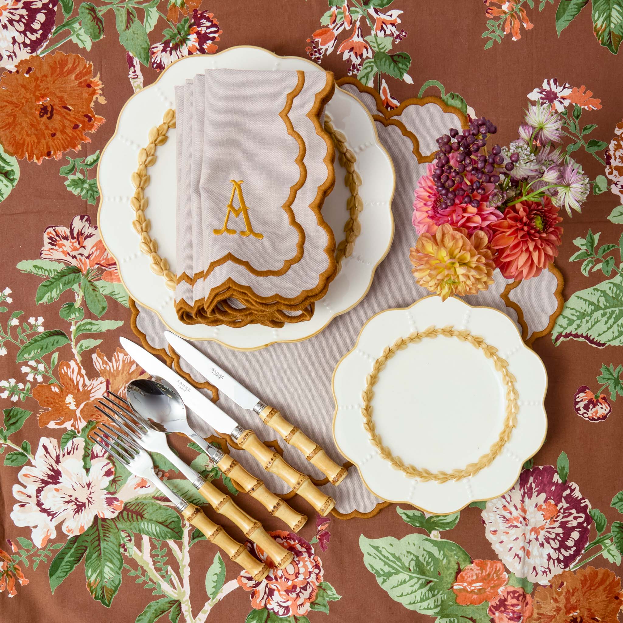 Taupe & Mustard Lily Placemats (Set of 4) - Image 5