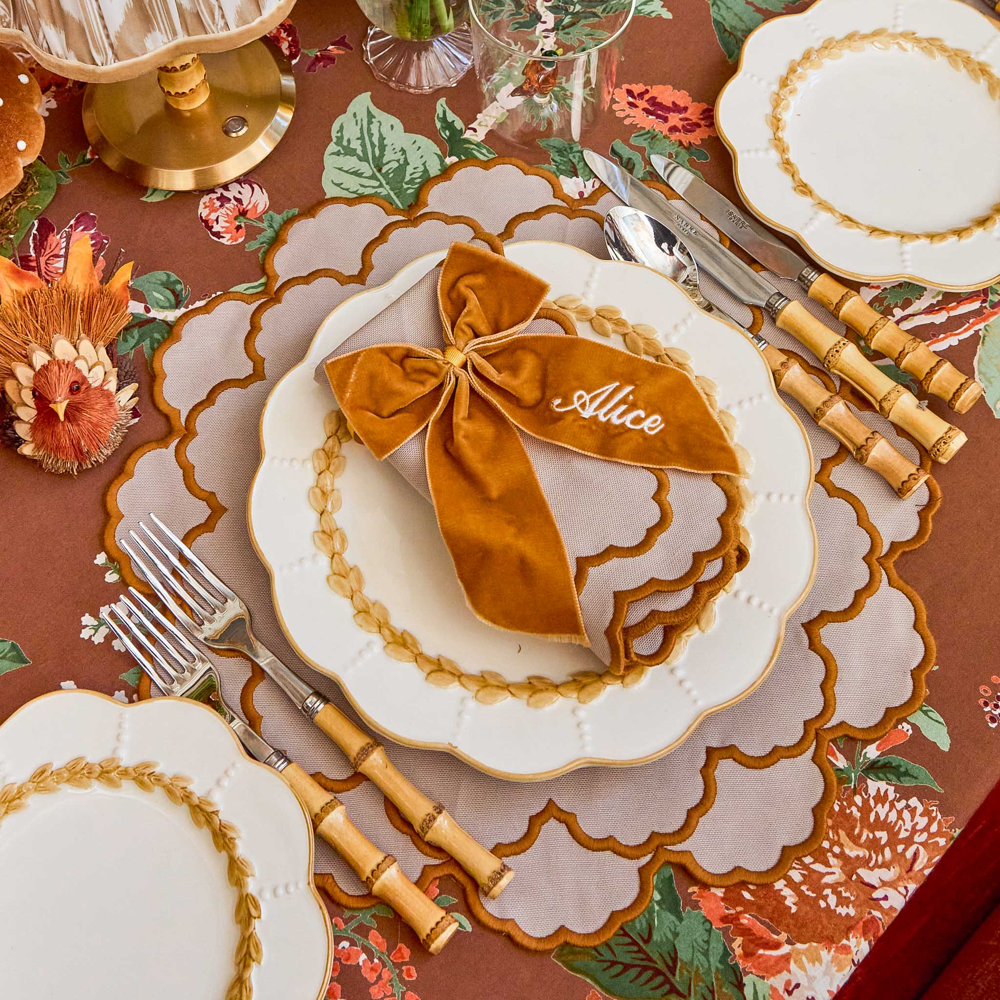 Taupe & Mustard Lily Placemats (Set of 4) - Image 7