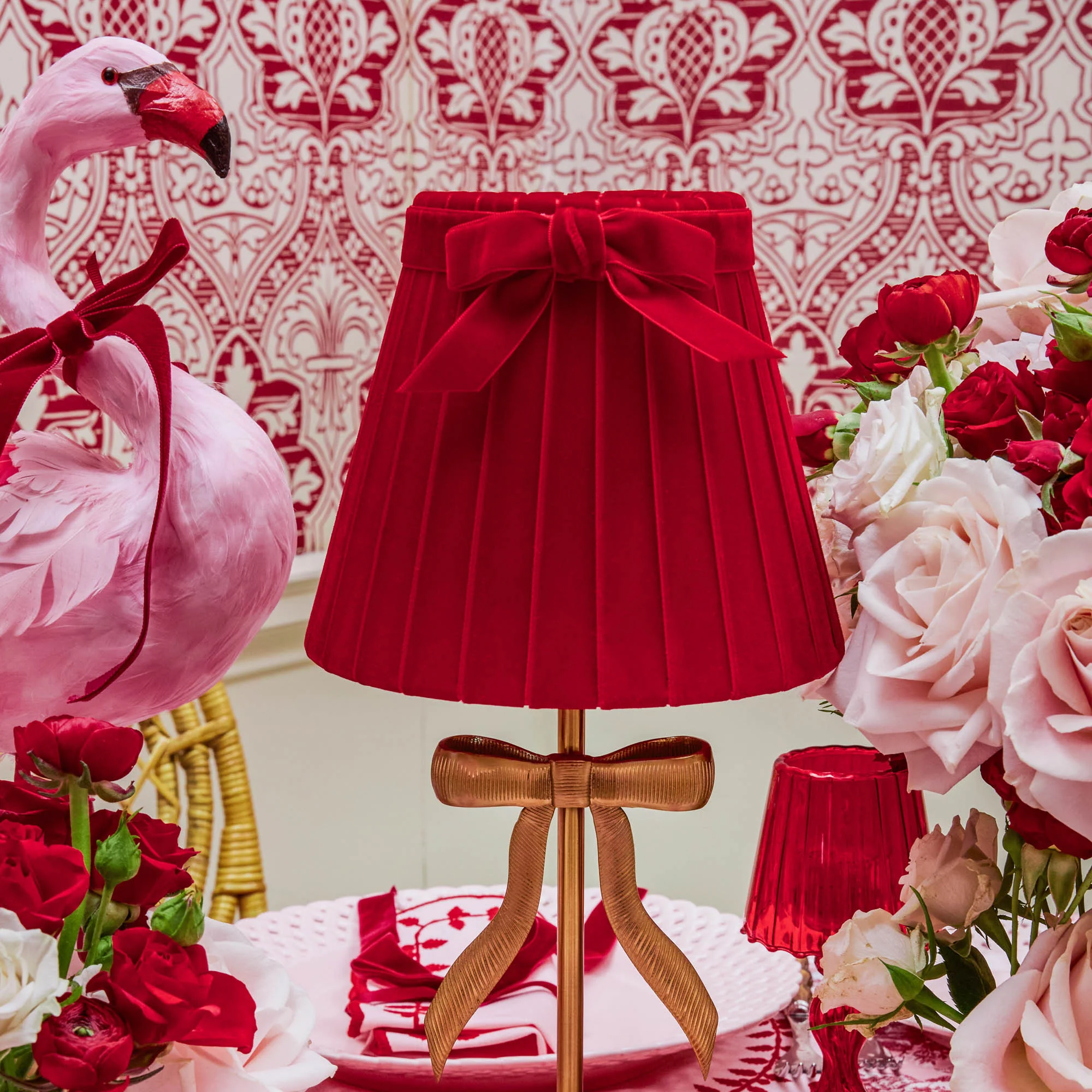 Marilyn Bow Rechargeable Lamp with Red Velvet Bow Shade (18cm) - Image 12