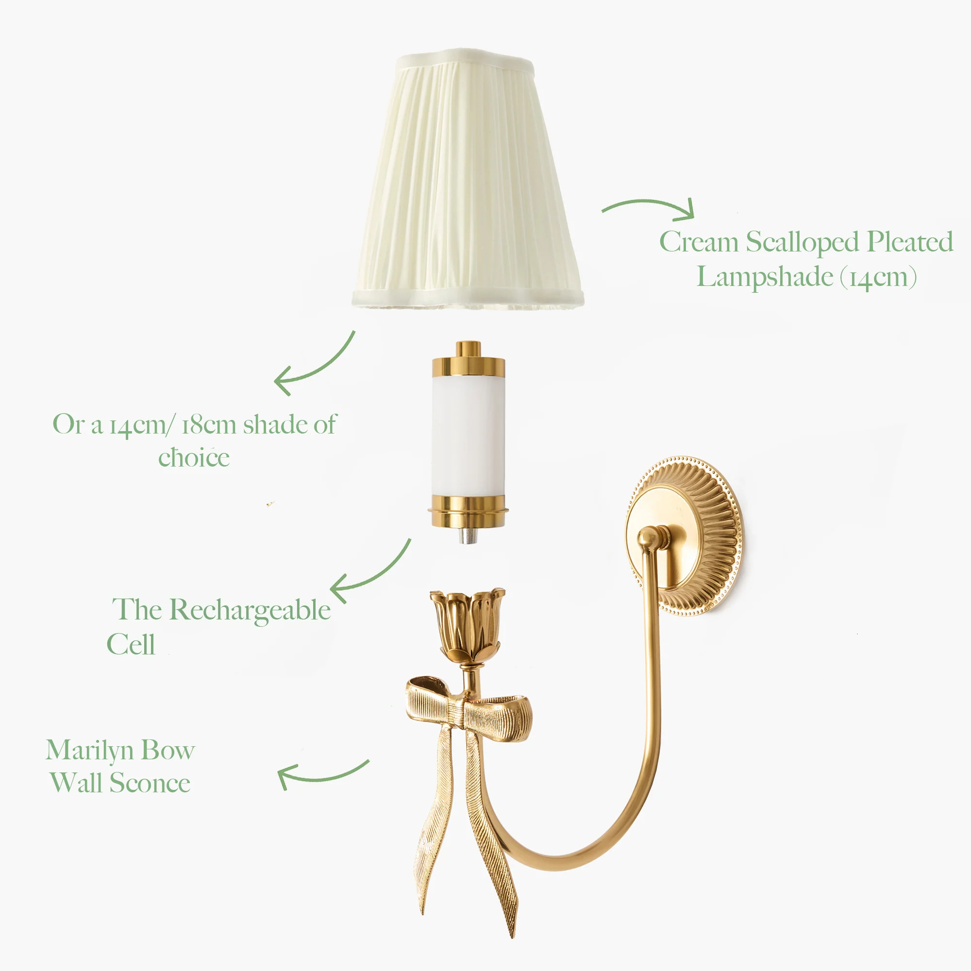 Marilyn Bow Rechargeable Wall Light with Cream Shade (14cm) - Image 11