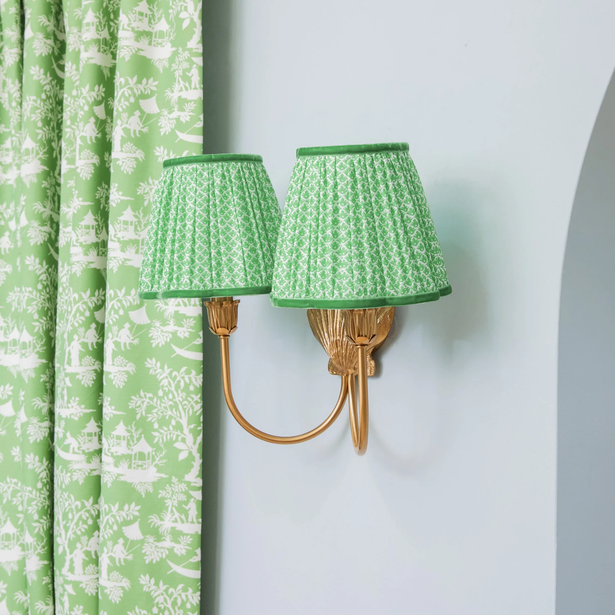 Marina Rechargeable Double Wall Light with Green Lotus Shades (18cm) - Image 3