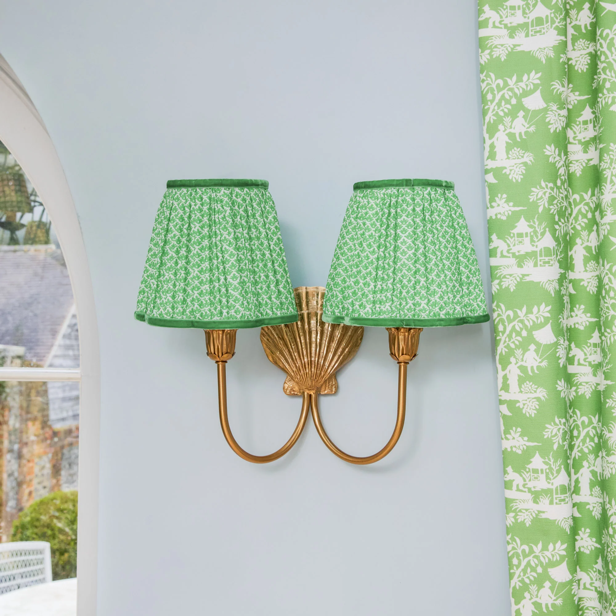 Marina Rechargeable Double Wall Light with Green Lotus Shades (18cm) - Image 7