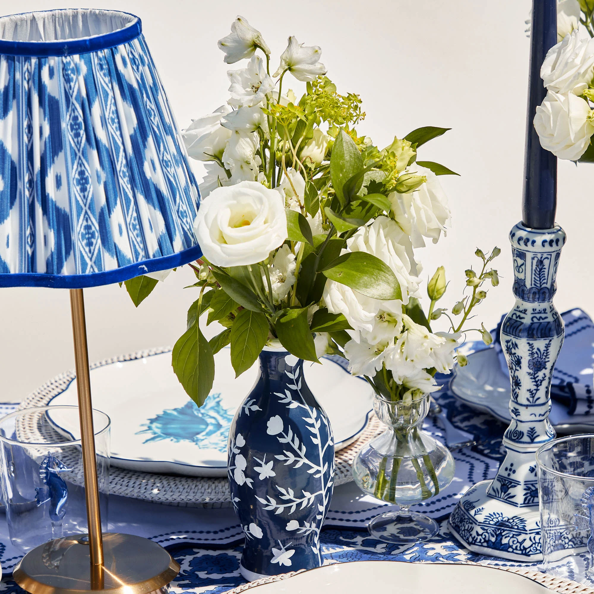 Midnight Blue Hand Painted Tole Bud Vases (Set of 3) - Image 2