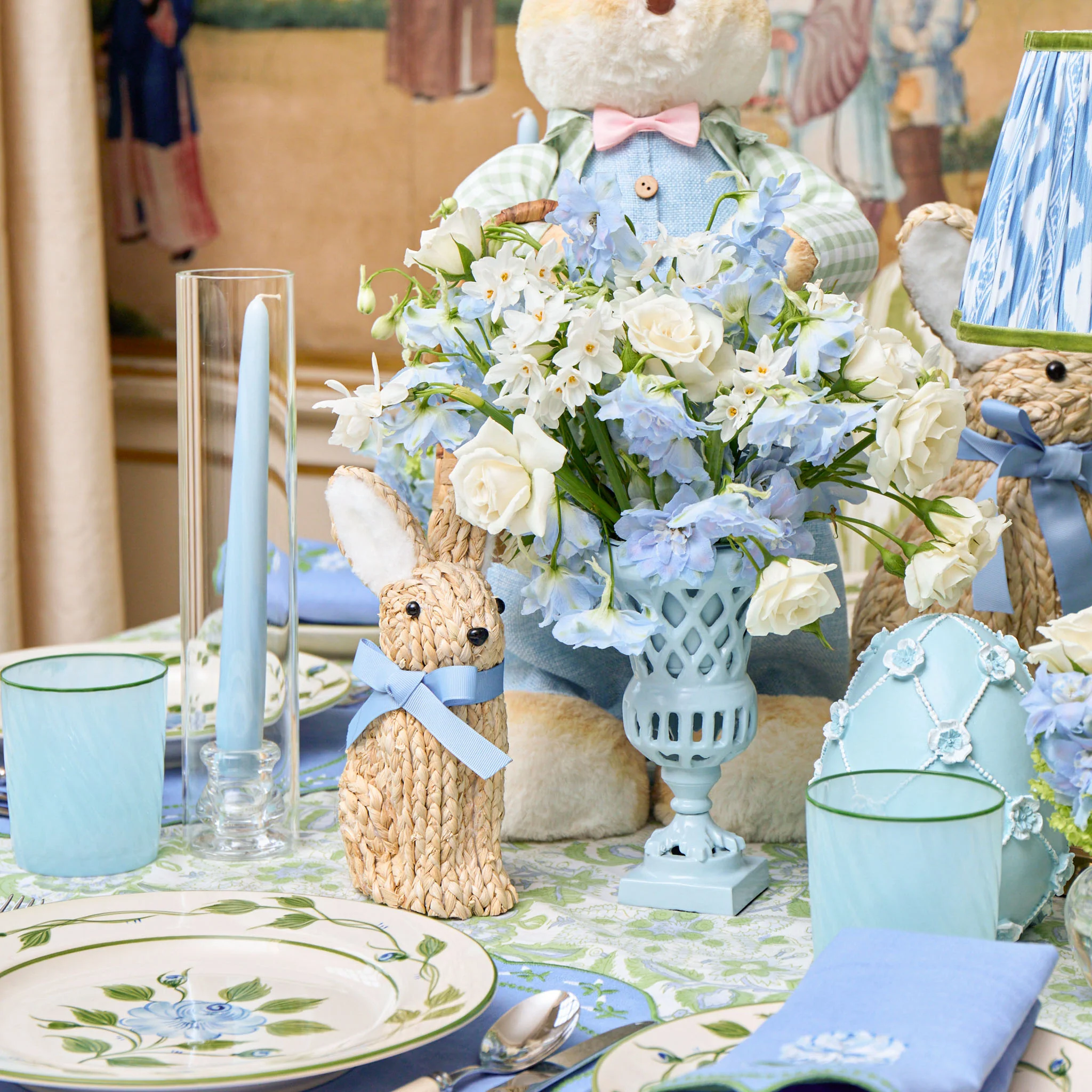 Mini Adelaide Soft Blue Lattice Urn Vase - Image 5