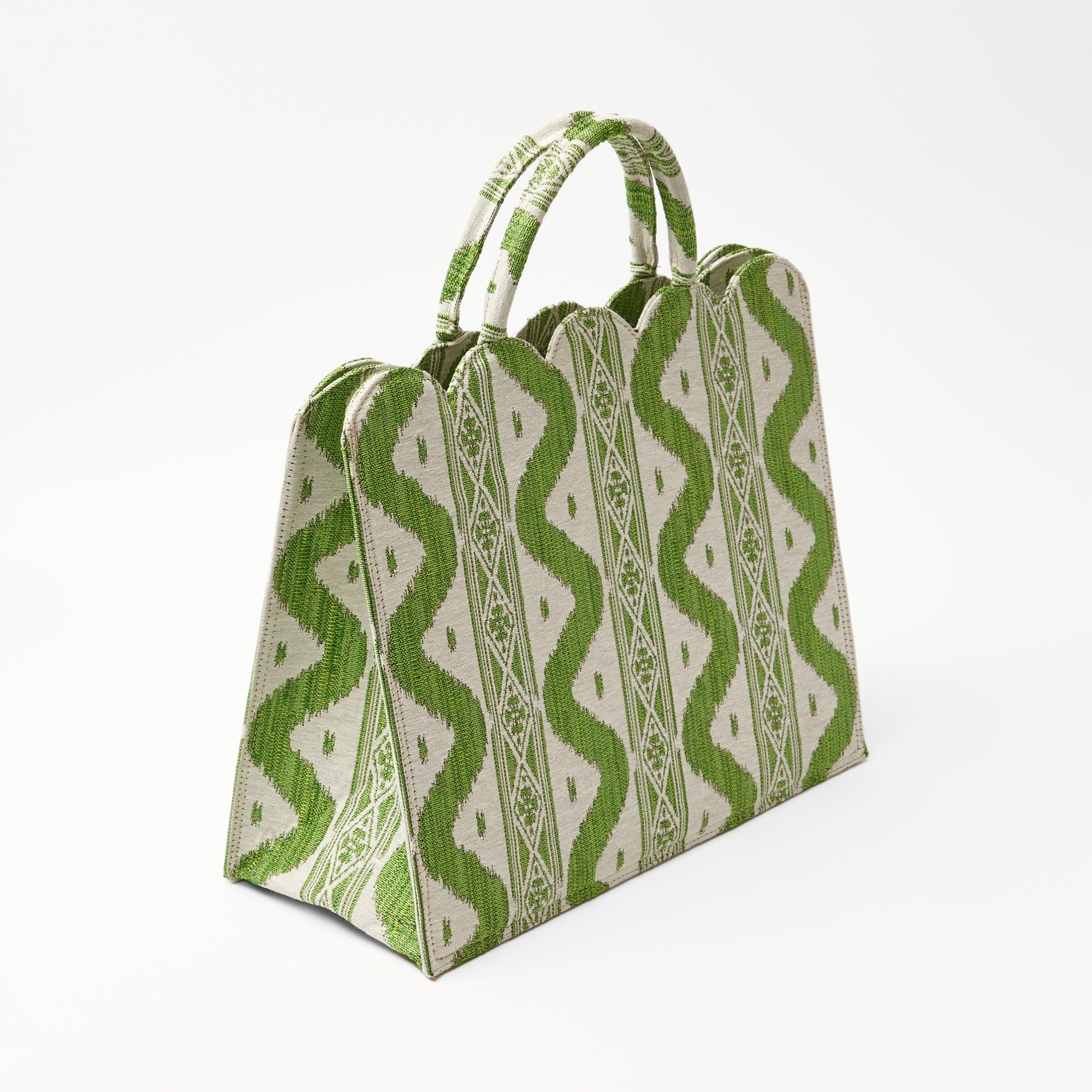 Mrs. Alice Tote Bag (Green Ikat) - Image 9