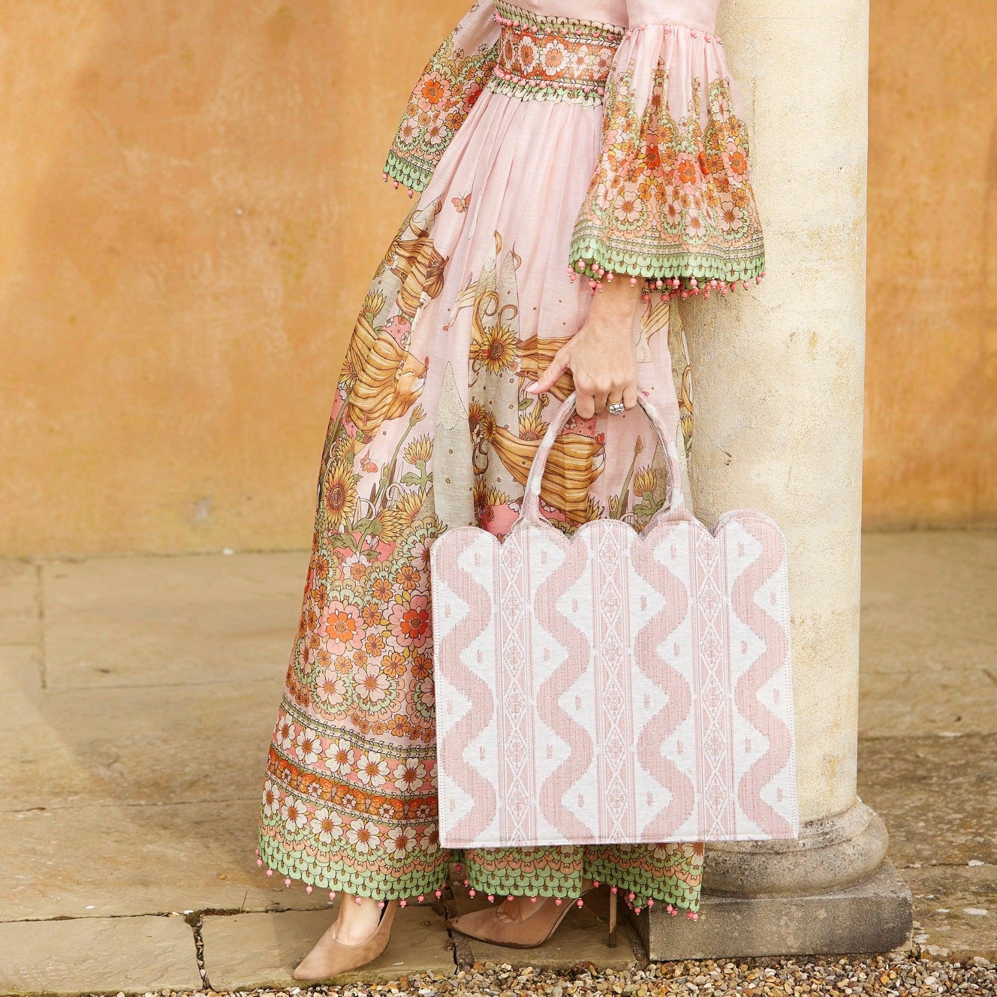Mrs. Alice Tote Bag (Pink Ikat) - Image 6