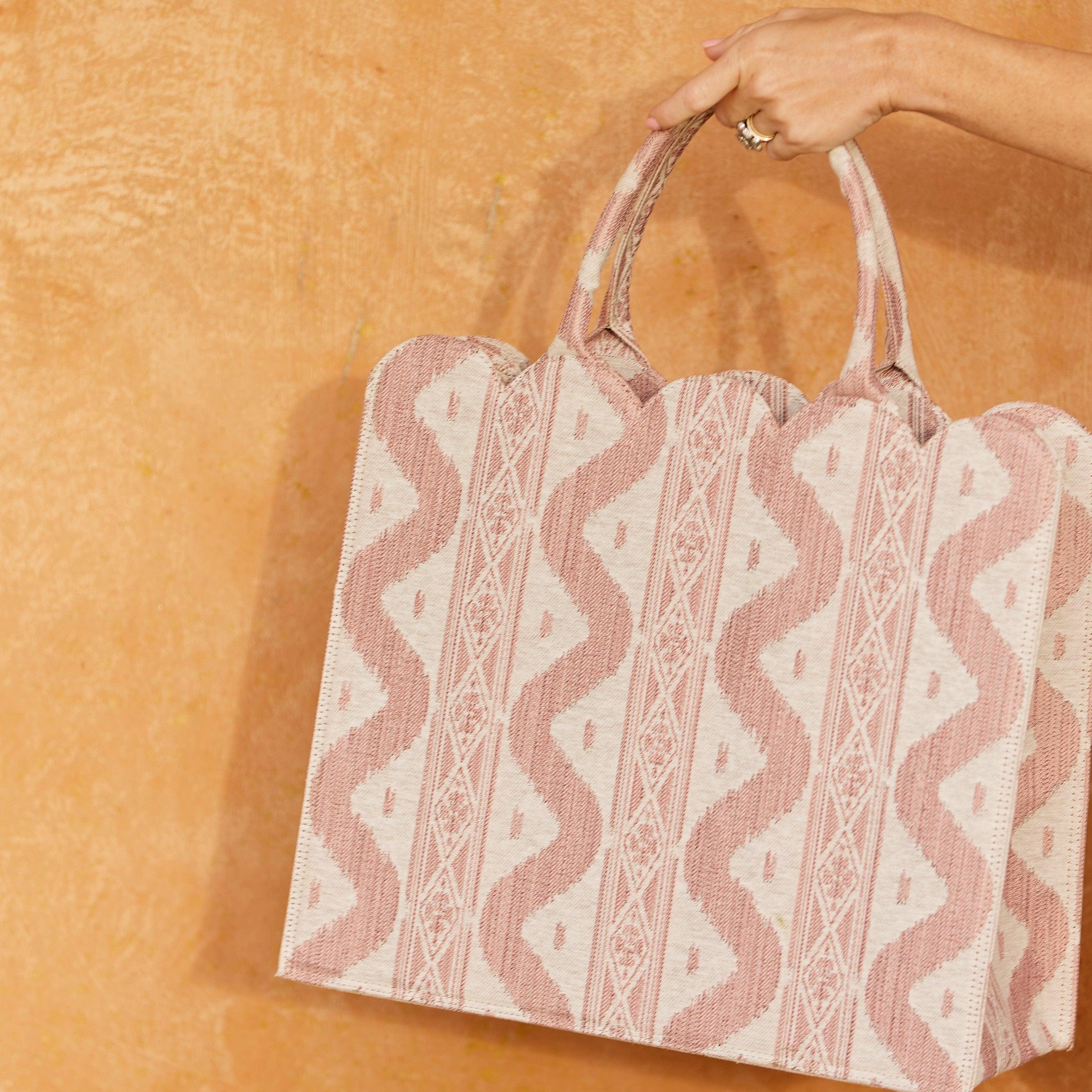 Mrs. Alice Tote Bag (Pink Ikat) - Image 8