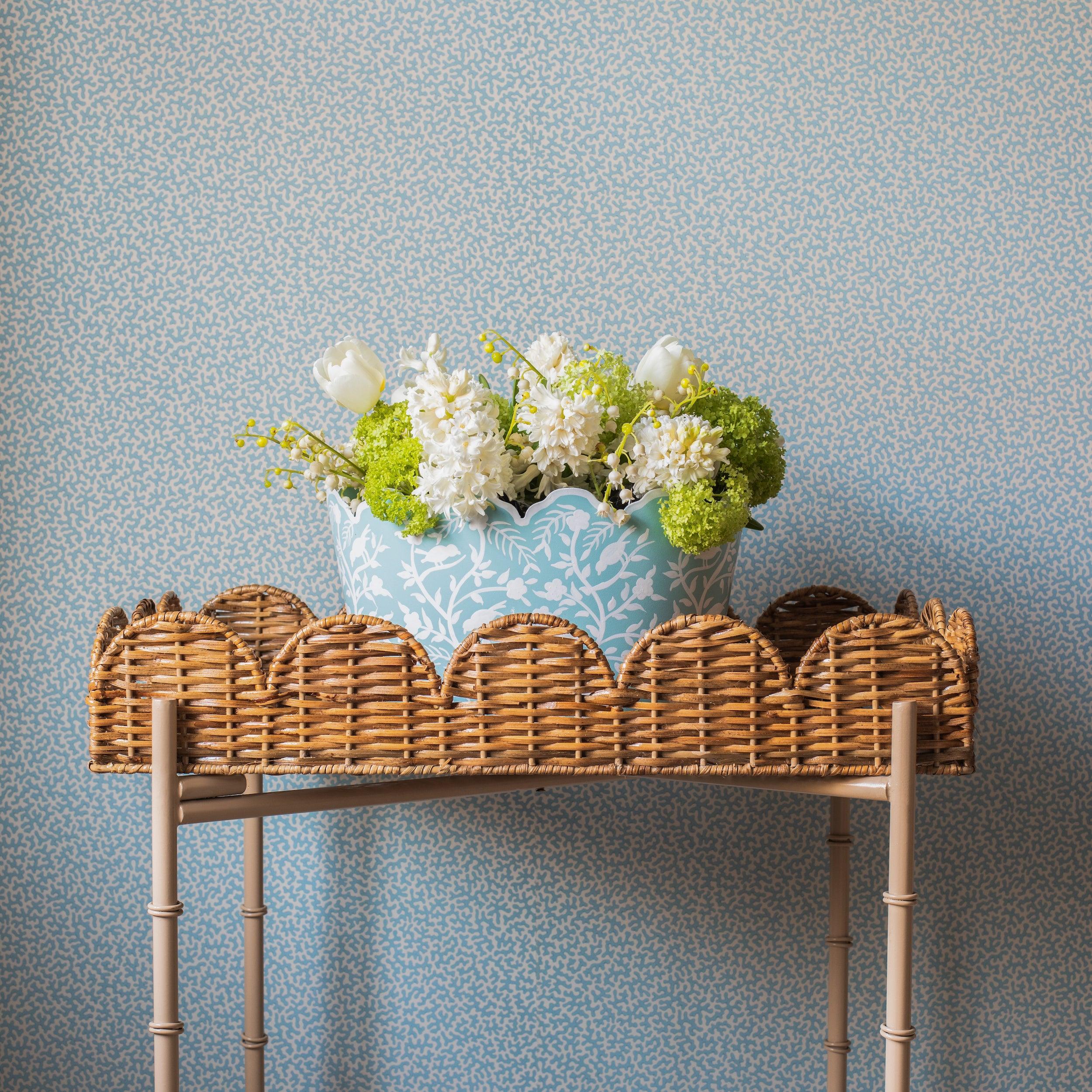 Scalloped Rattan Tray With Stand - Image 12
