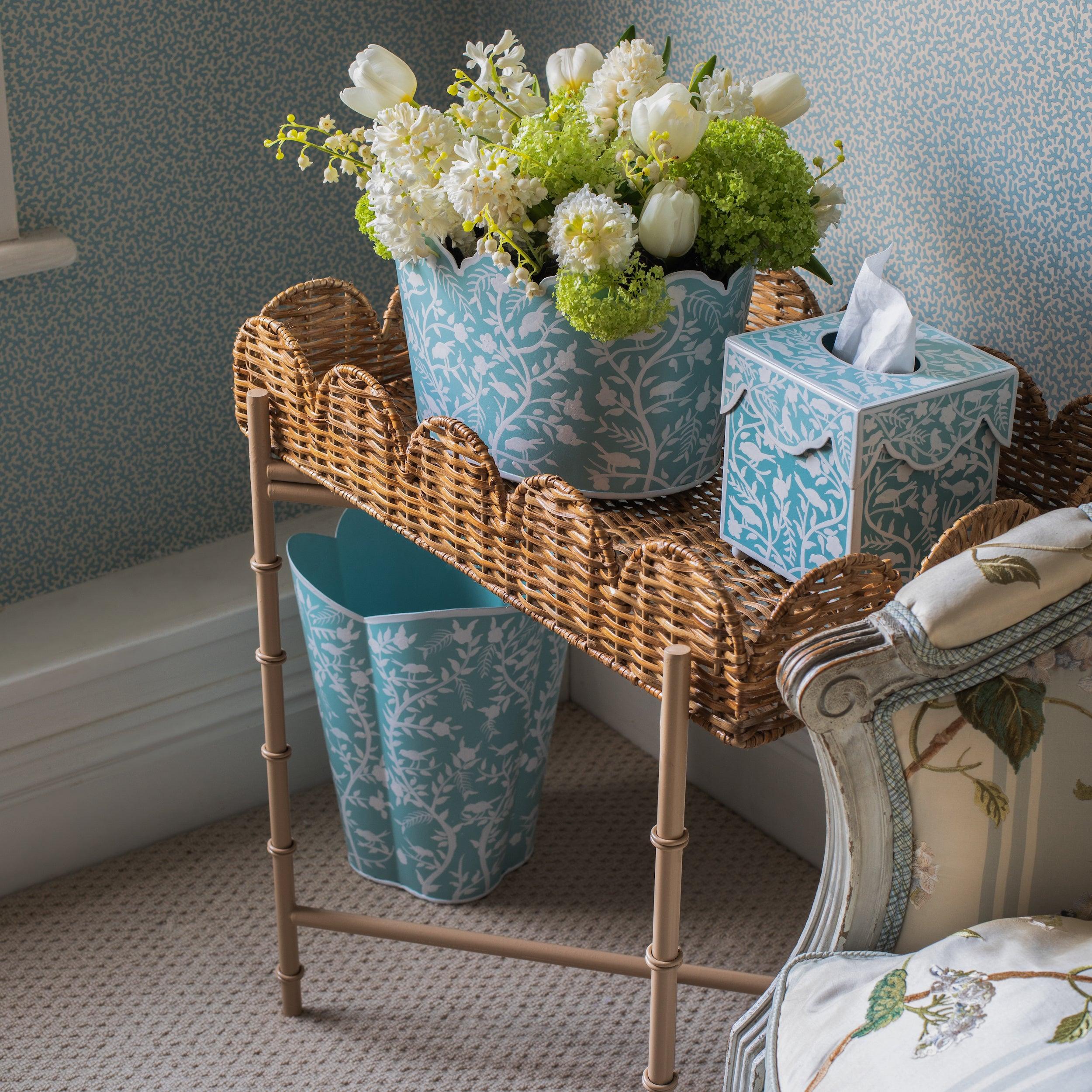 Scalloped Rattan Tray With Stand - Image 14
