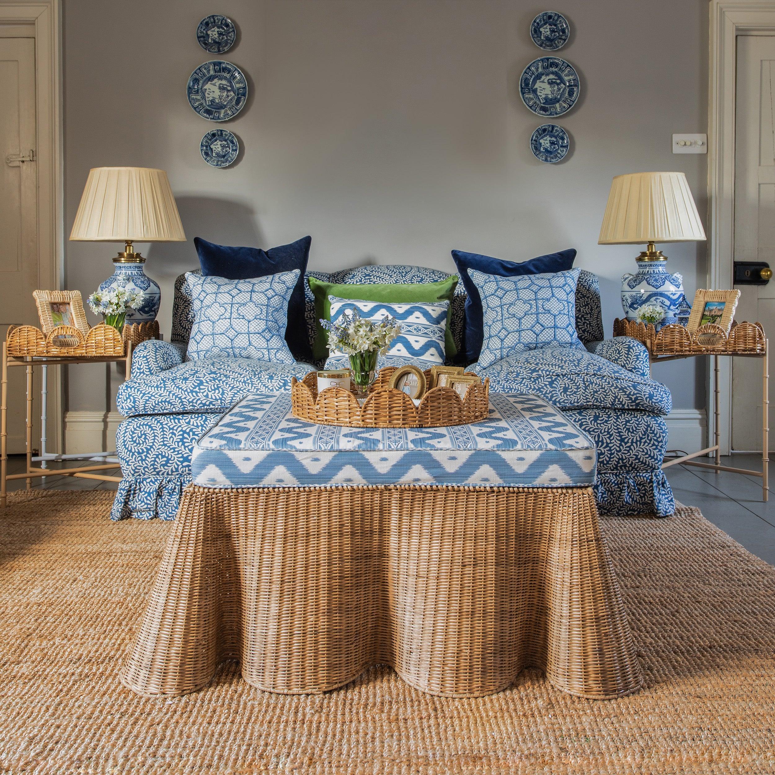 Scalloped Rattan Tray With Stand - Image 5
