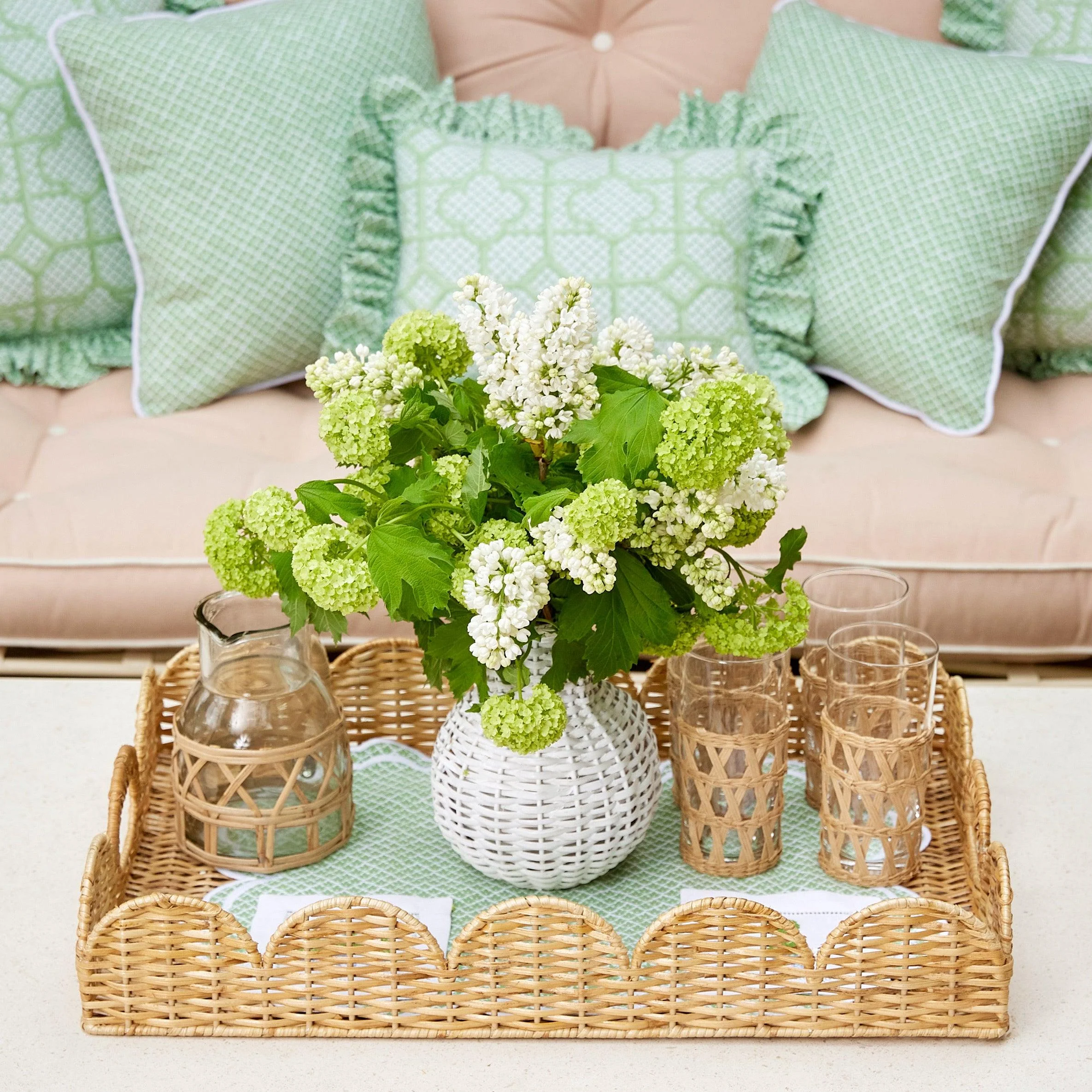 Natural Scalloped Rattan Tray - Image 4